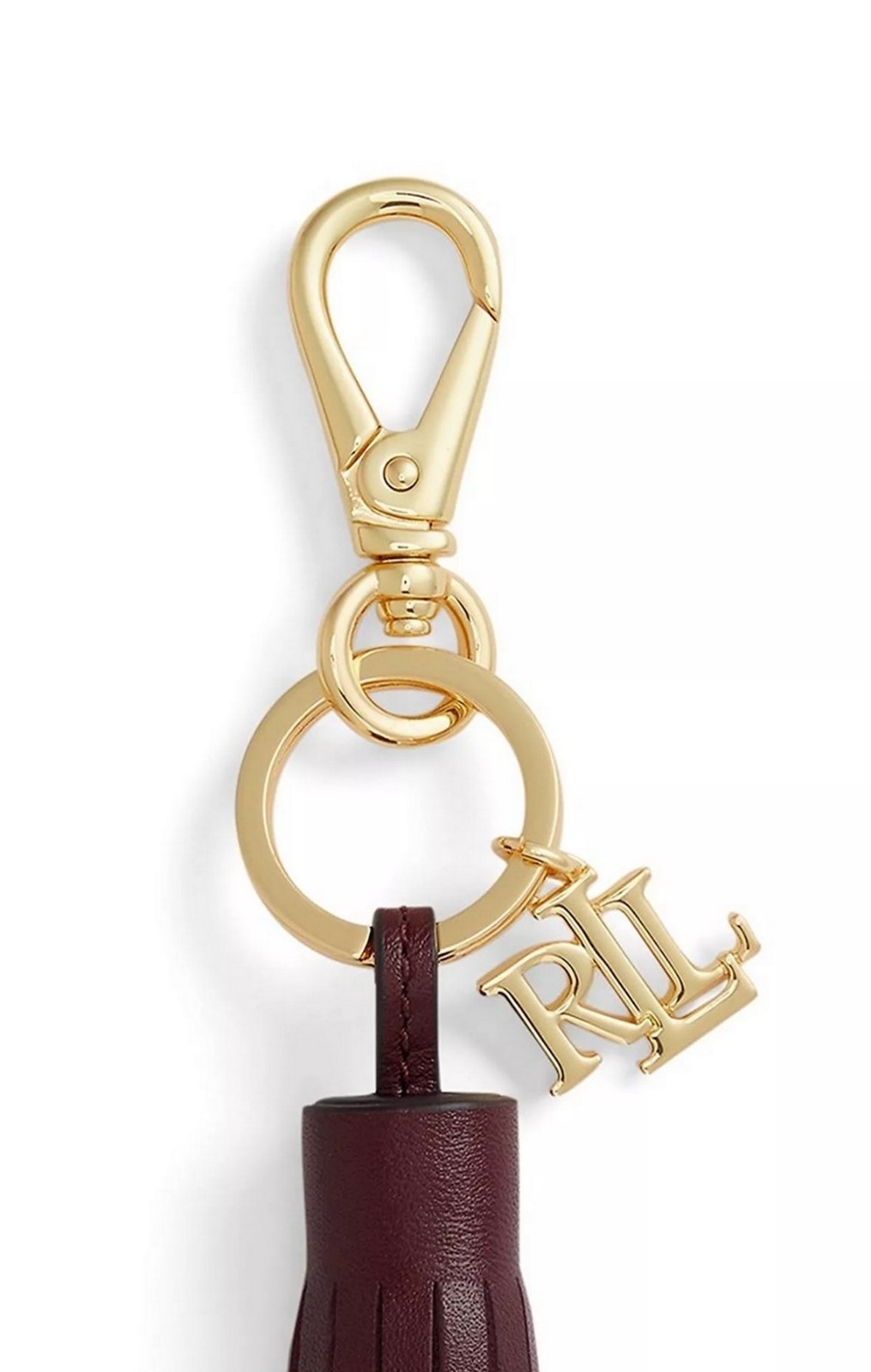 Lauren Ralph Lauren Logo & Leather Tassel Bag Charm Dark Garnet $75