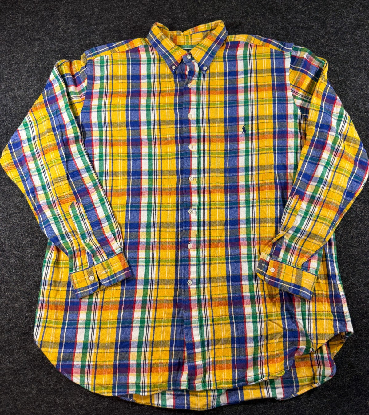 Vintage Polo Ralph Lauren Flannel Shirt Mens 2XLT Madras Plaid Classic Fit