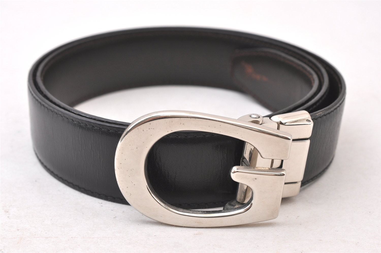 Authentic GUCCI Vintage Belt Leather Size 77-82cm 30.3-32.3″ Black 869AA