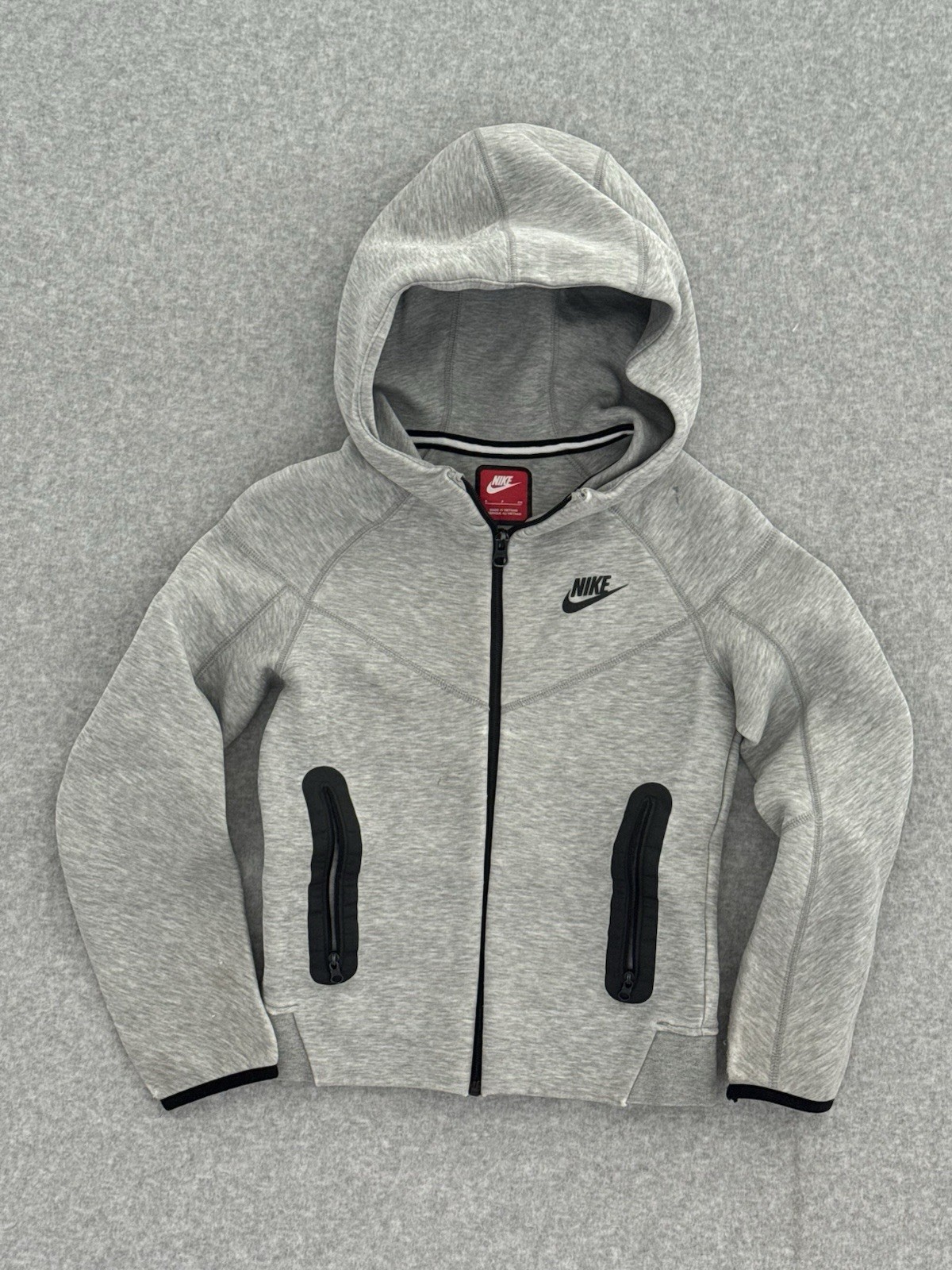 Nike Sportswear Tech Fleece Full-Zip Hoodie Jacket Gray Youth Kids Size Small