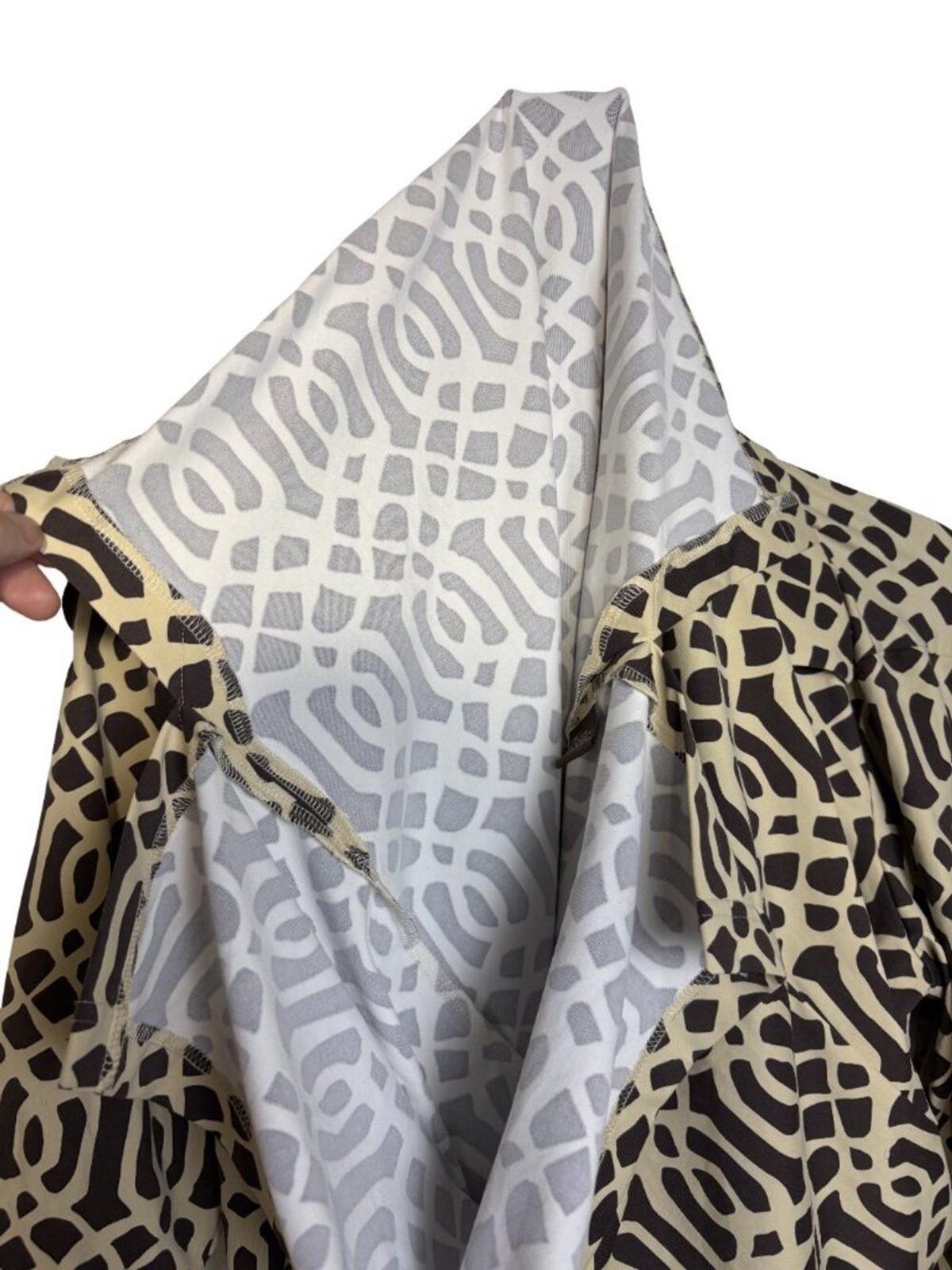 J.McLaughlin Catalina Cloth Faux Wrap Dress Women XS Black Tan Geometric