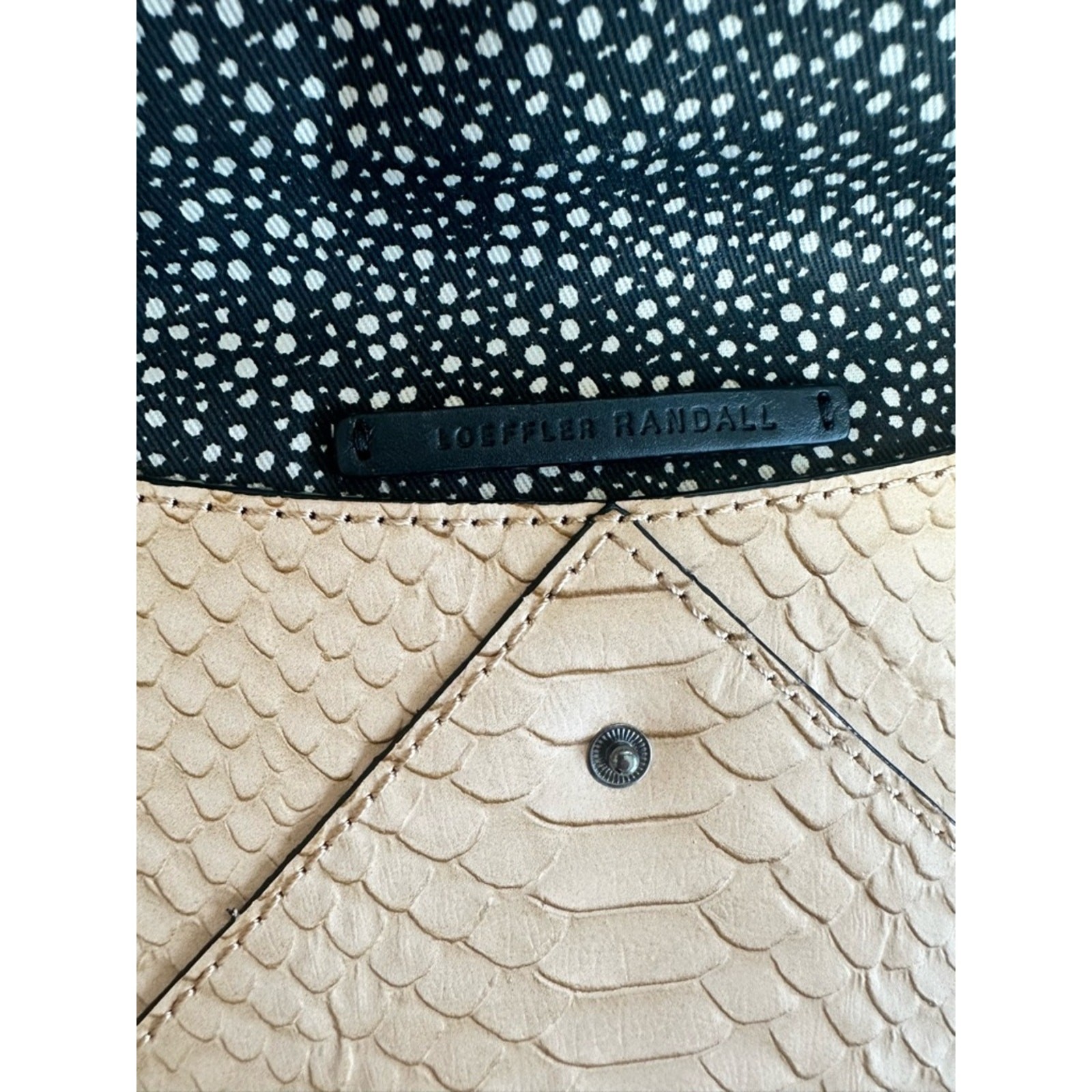 EUC! Loeffler Randall Python-Embossed Leather Envelope Clutch – Nude/Beige