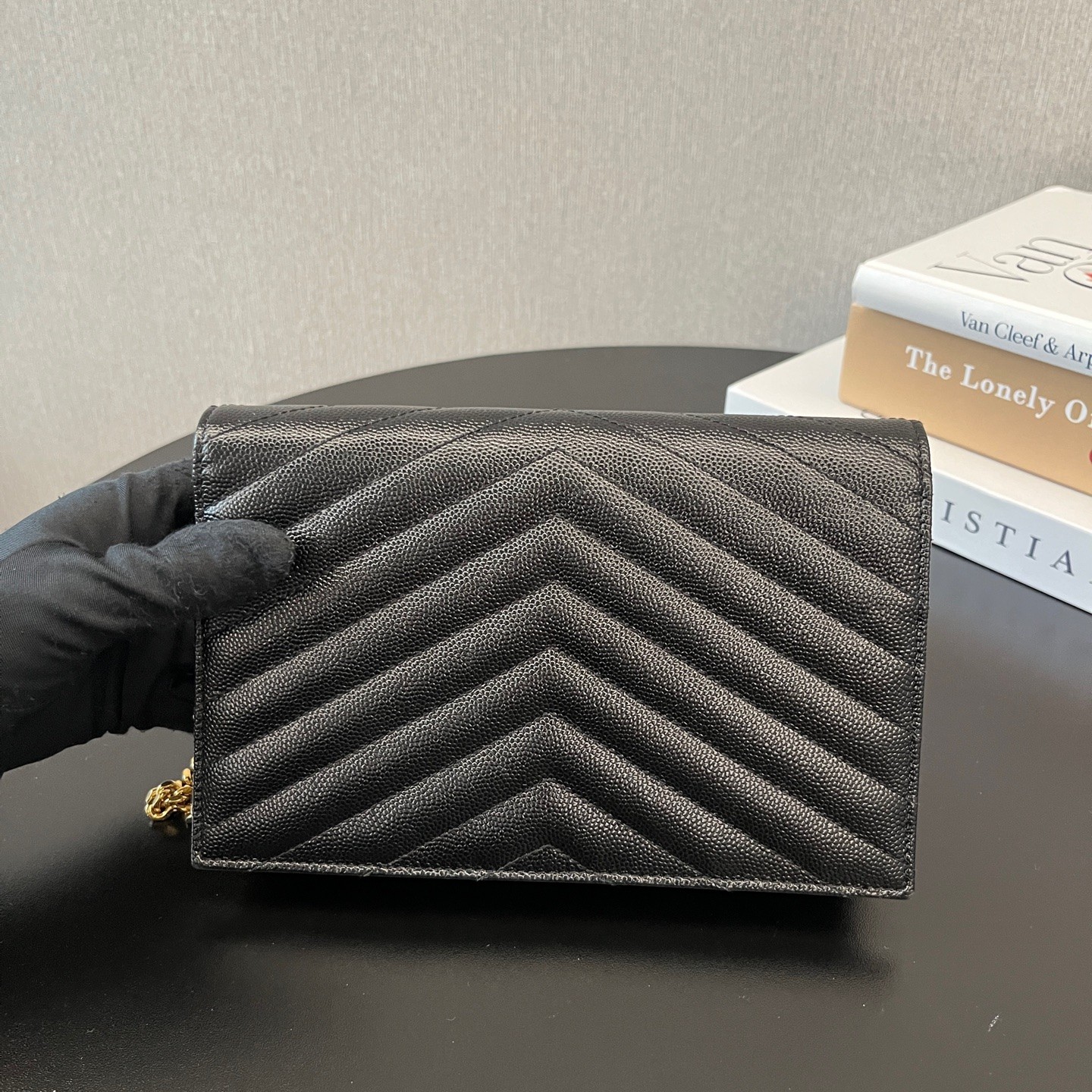 YSL Monogram Envelope WOC Small Black Caviar Calfskin Crossbody US Ship