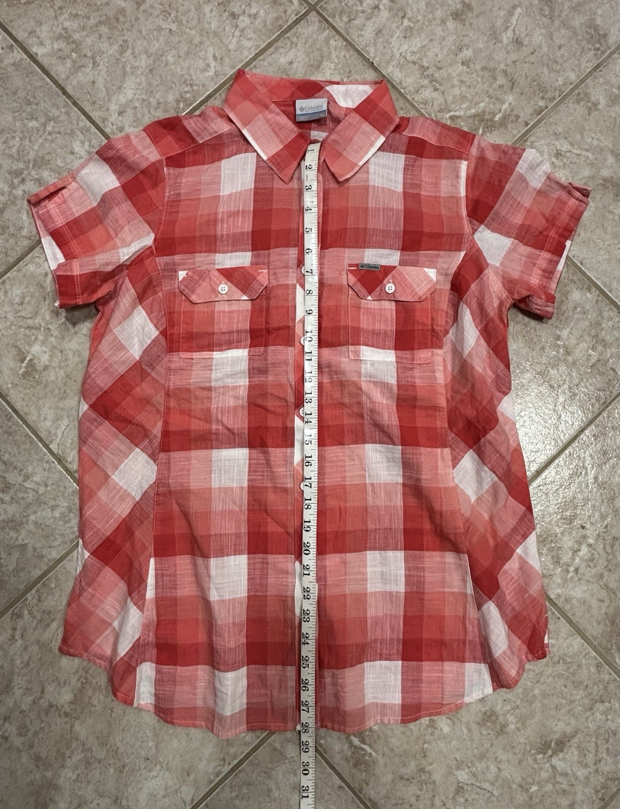 Columbia Plaid Button Up Shirt And Butterfly Tee 100% Cotton Women’s Size XL