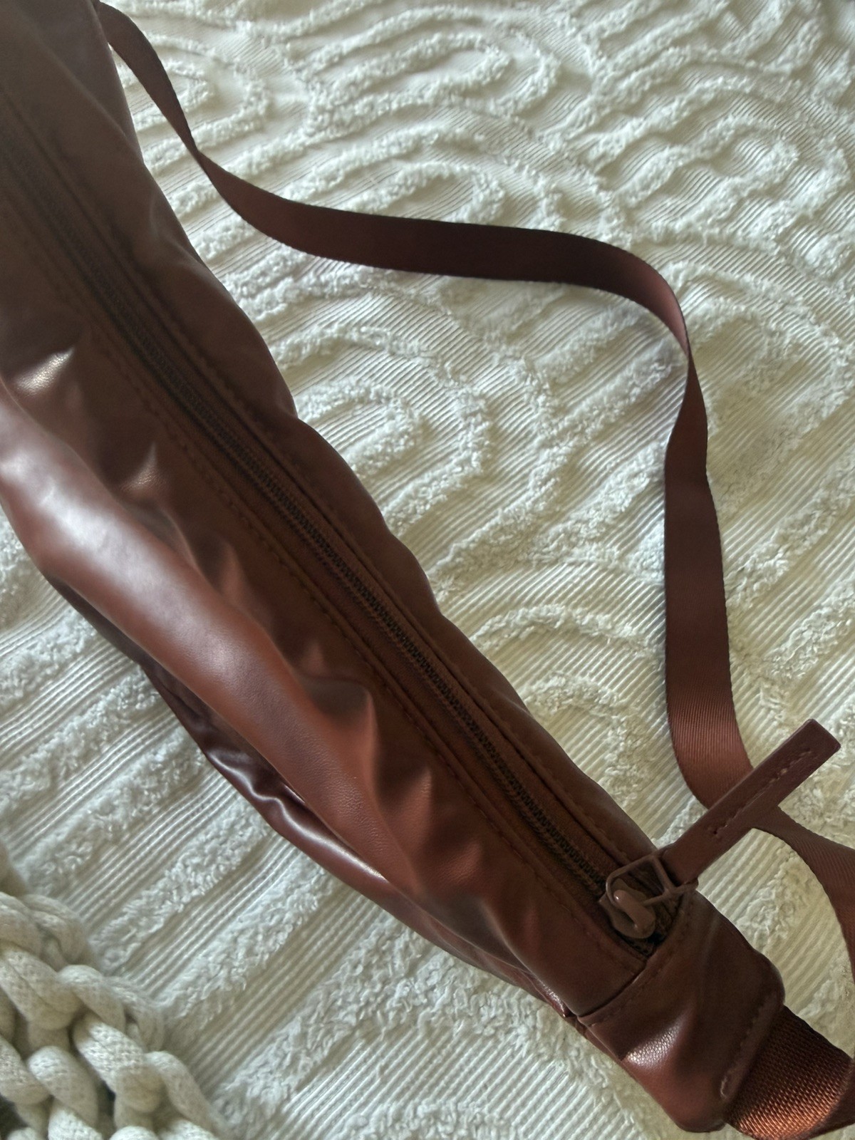 UNIQLO C Faux Leather Touch Round Shoulder Bag Dark Orange