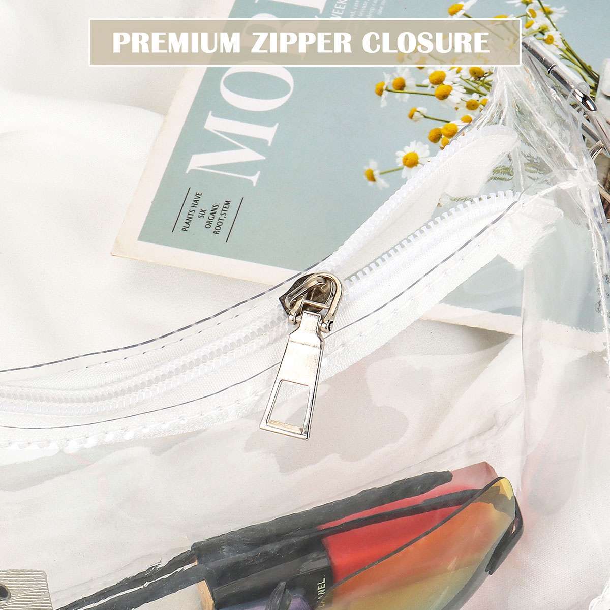 Women Mini Transparent Bag PVC Stadium Approved Sports Handbag Purse Zipper