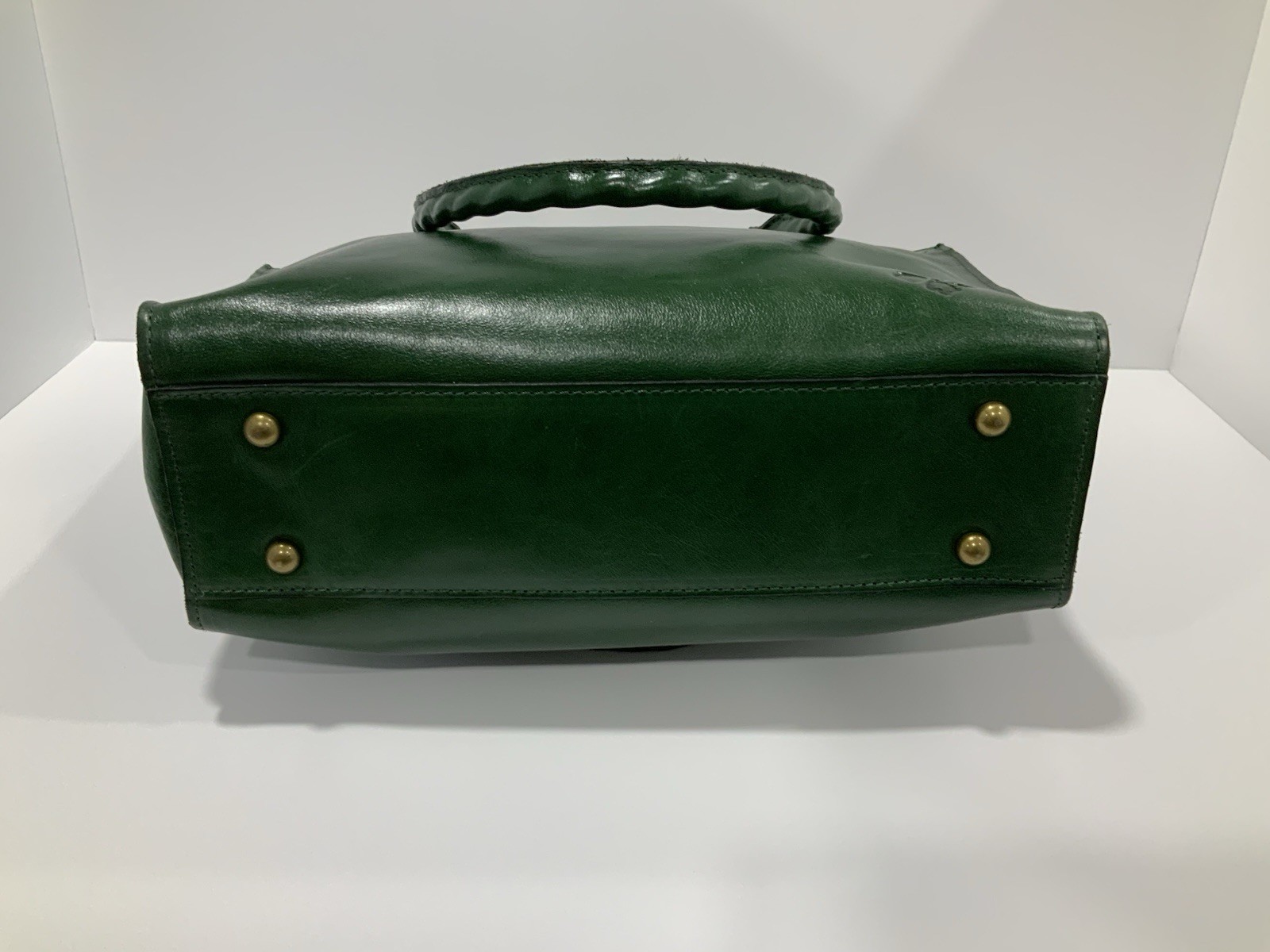 Patricia Nash Green Leather Studded Tote Shoulder Bag