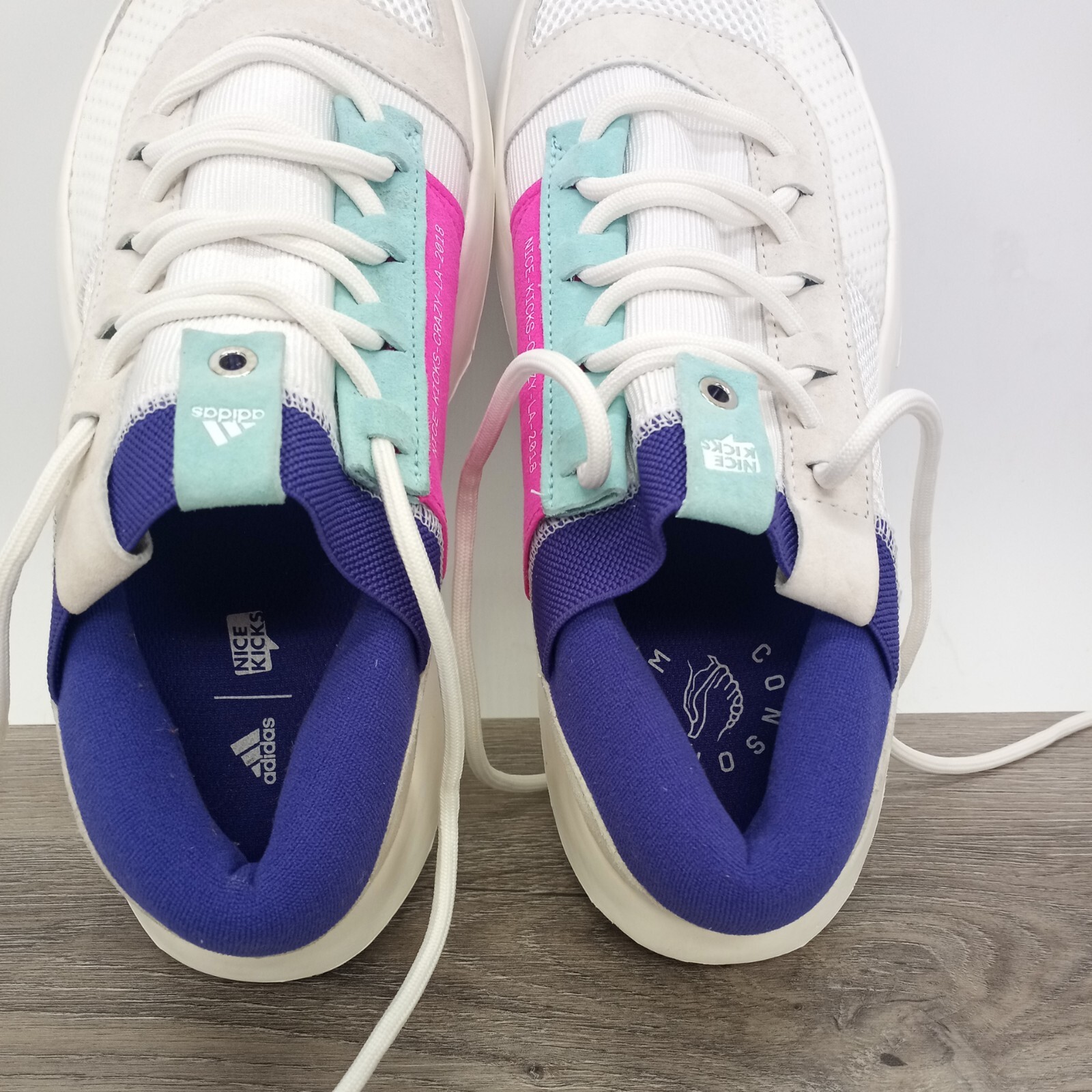 Adidas Crazy 1 ADV x Nice Kicks White Teal Purple 2017 Size 9 mens.