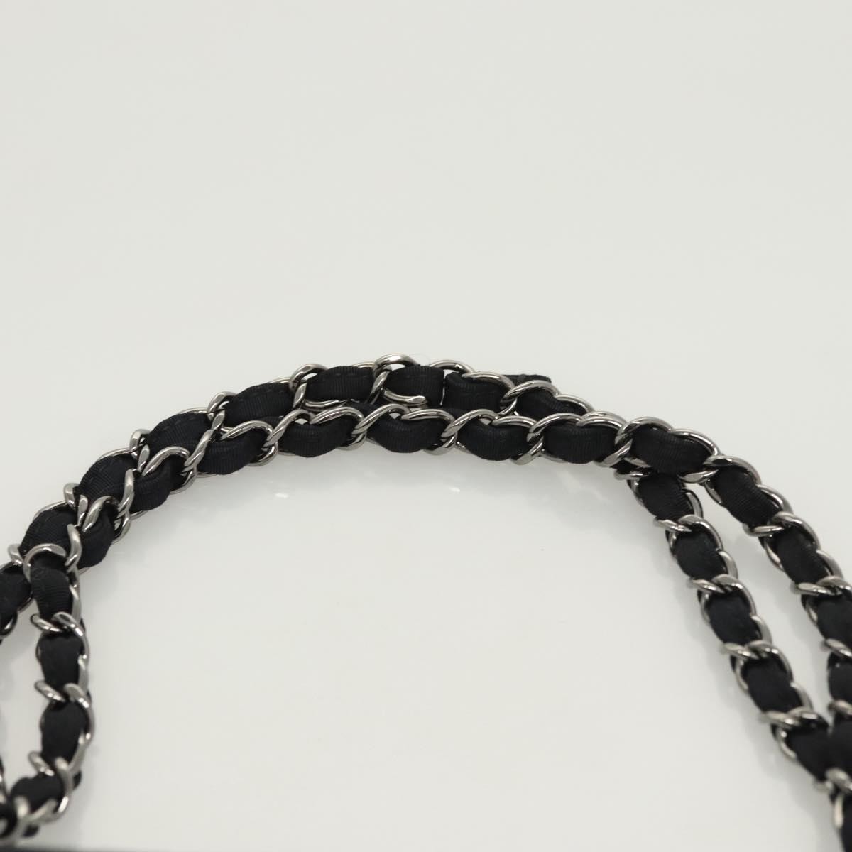 CHANEL Chain Shoulder Bag Nylon Black Silver CC Auth 125969