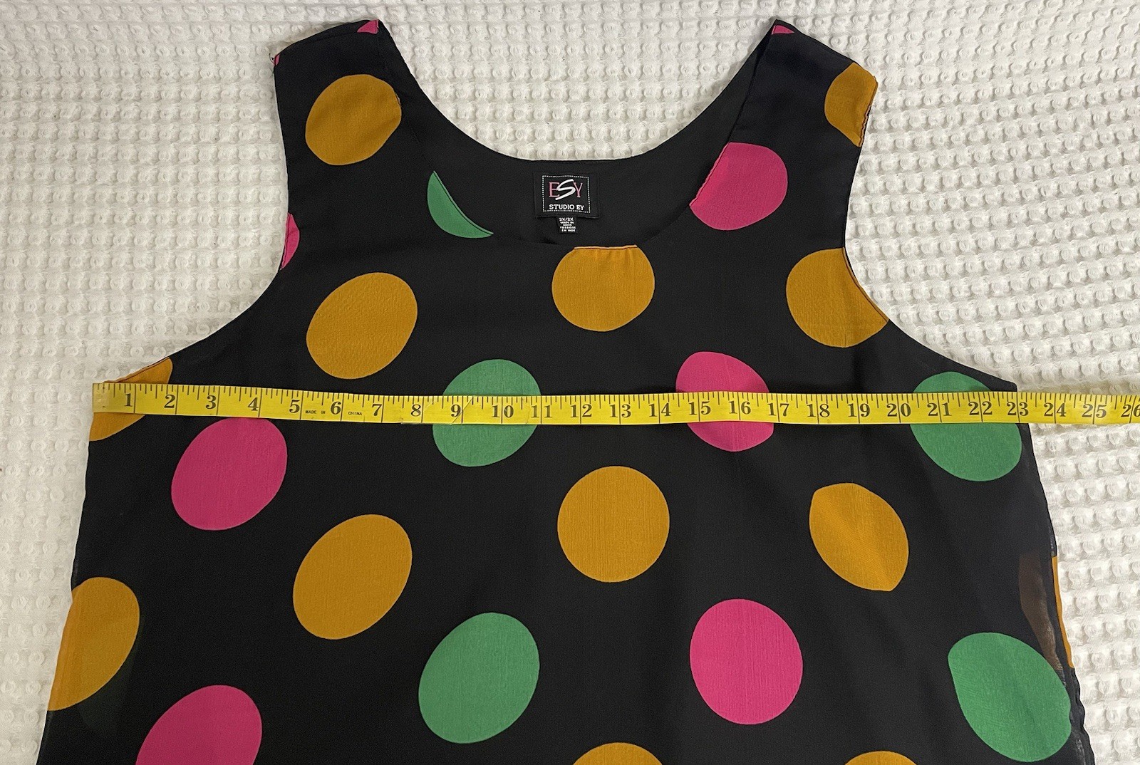 VTG 90 Black Colorful Polka Dot Sleeveless Tank Top Womens 2X Retro Casual Chic