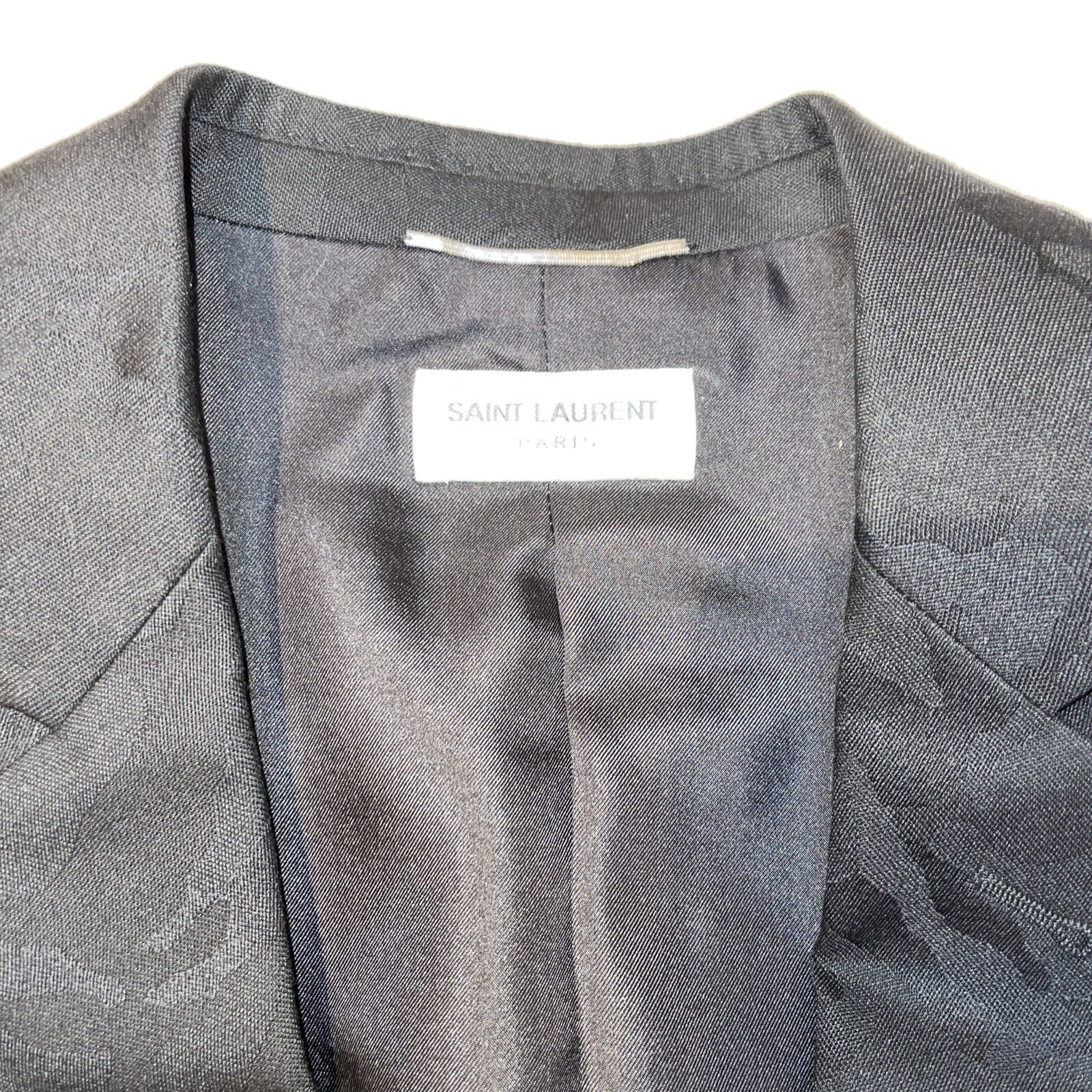 Saint St Laurent Paris Black Camo print dinner jacket size 50