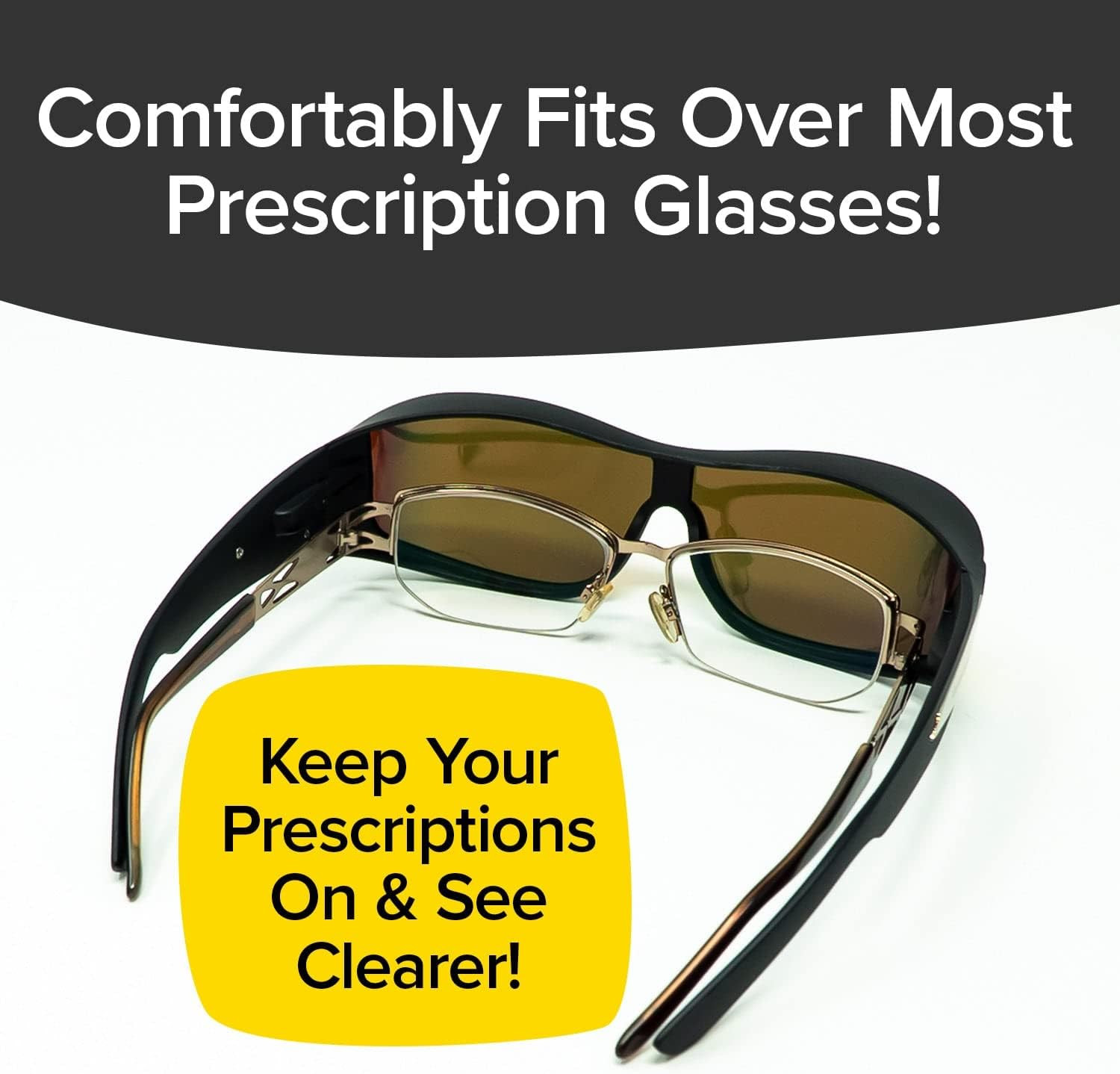 Wrap Arounds HD Polarized Sunglasses, AS-SEEN-ON-TV, Fits over Your Prescription