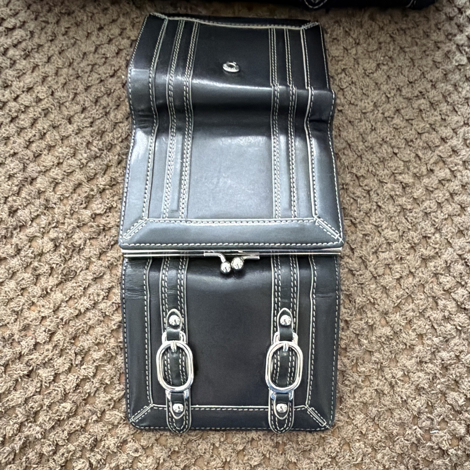 Cole Haan Black Medium Shoulder Bag Zip, Wristlet, Buckle Accent Silver Hardware