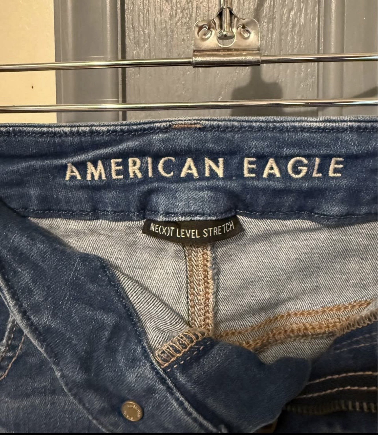 American Eagle Women’s Next Level Stretch Skinny Blue Denim Jeans, 12R, 5-Pocket