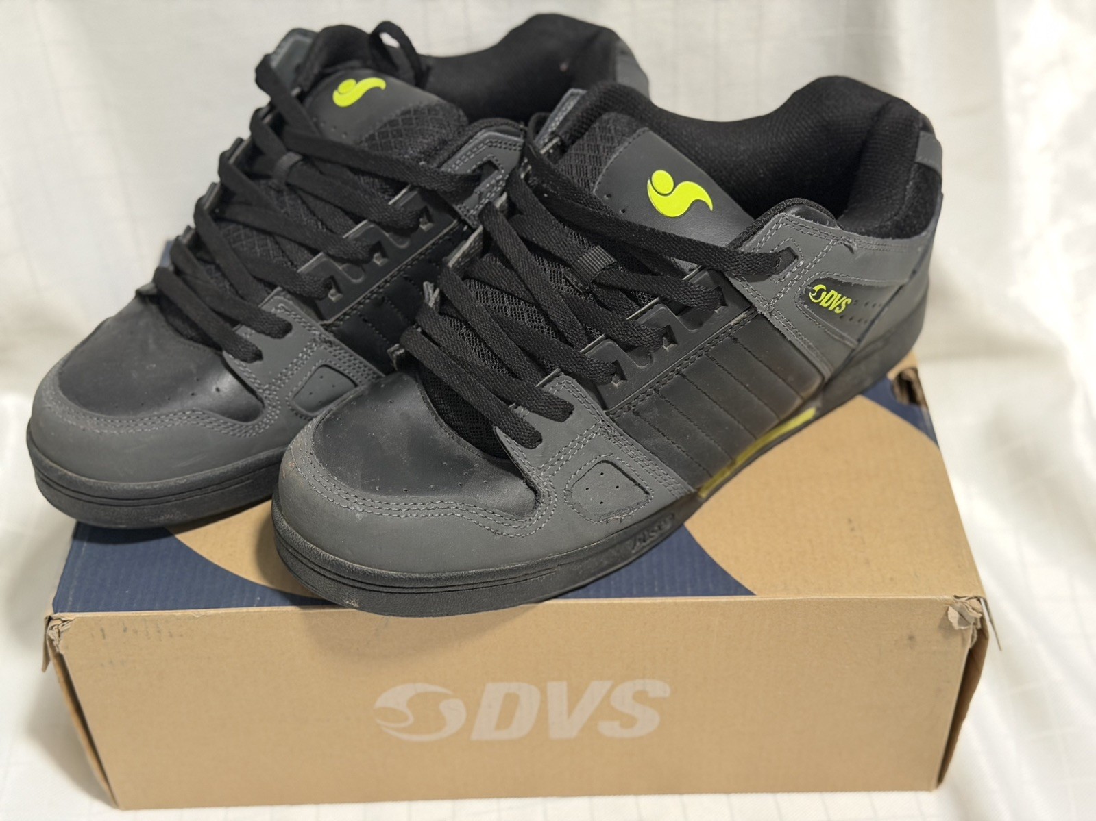 DVS Celsius size 12 Men’s black gray lime shoes in box USED