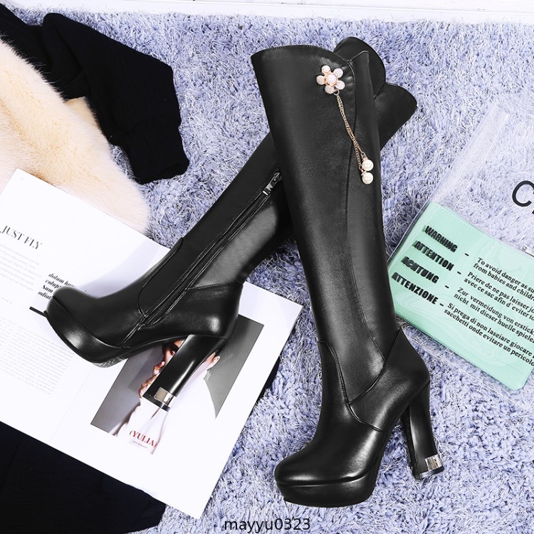 Womens Platform Zip Knee High Boots High Block Heel Winter Shoes Clubwear New