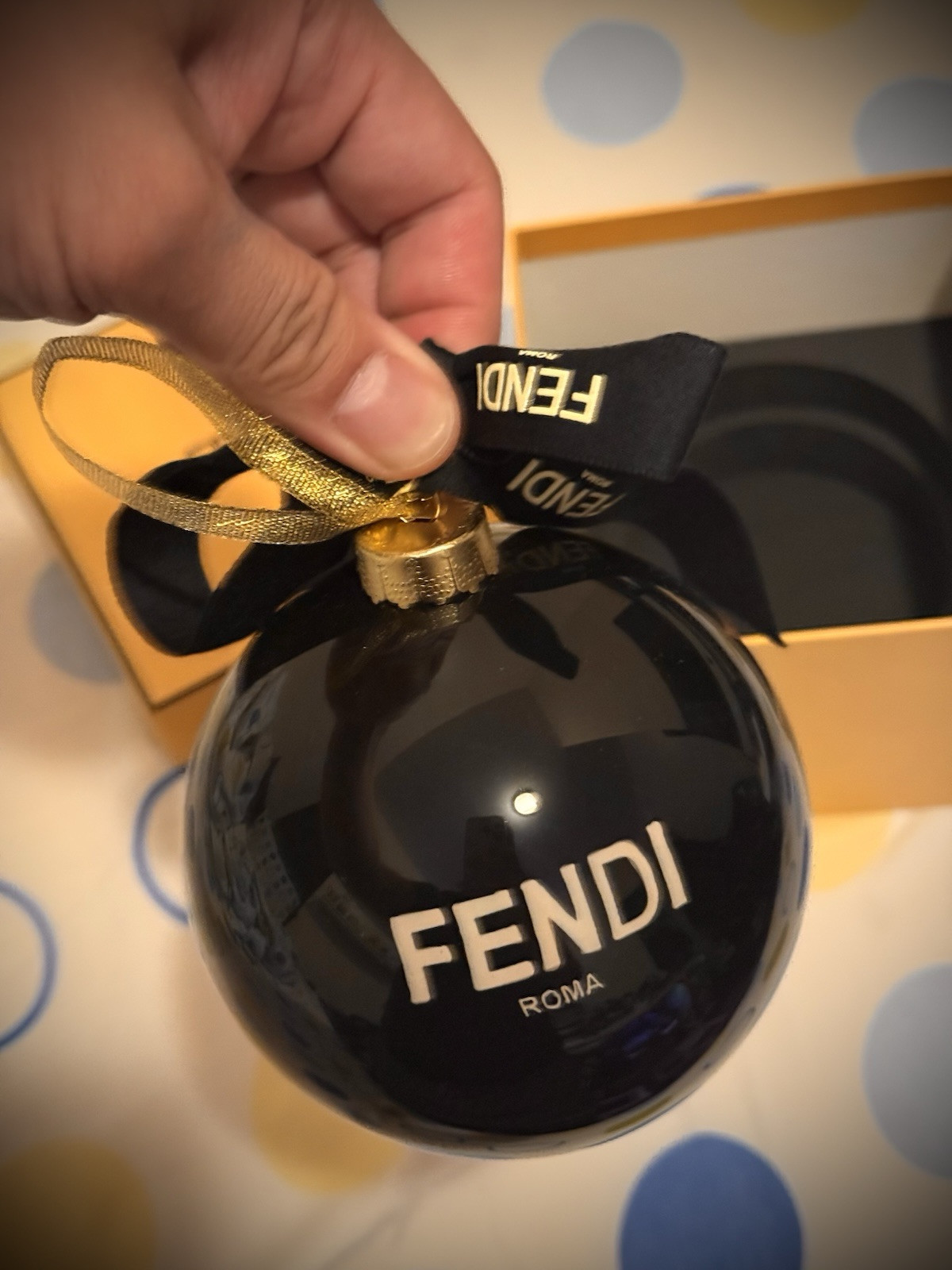 FENDI Christmas Ball Monster Bugs Ornament Plastic Black / Approx.4.3 in / 11cm