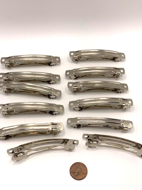 12 pieces 3” Hair Clip Barrette Silver New craft supply lot
