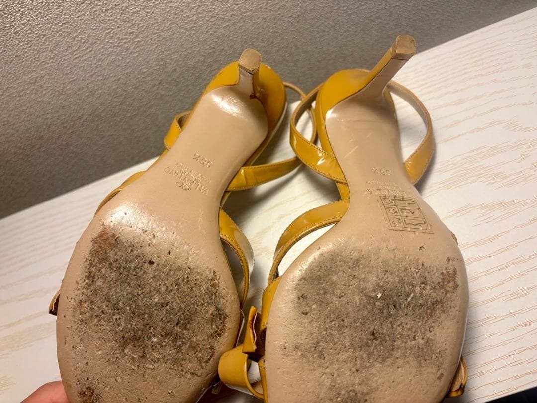 VALENTINO GARAVANI Patent Leather Bow High Heels Slingback Camel Brown 35.5/23cm