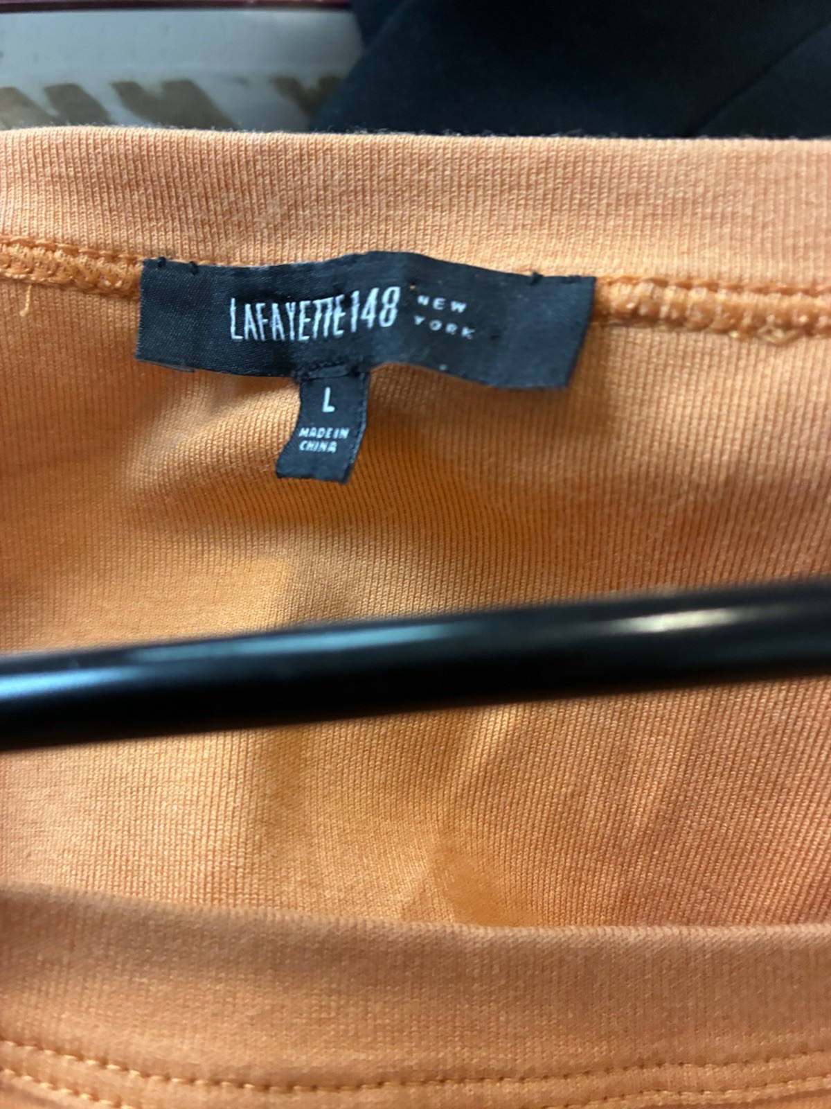 Lafayette 148 New York Orange Solid Knit Scoop Neck Stretch T-Shirt L