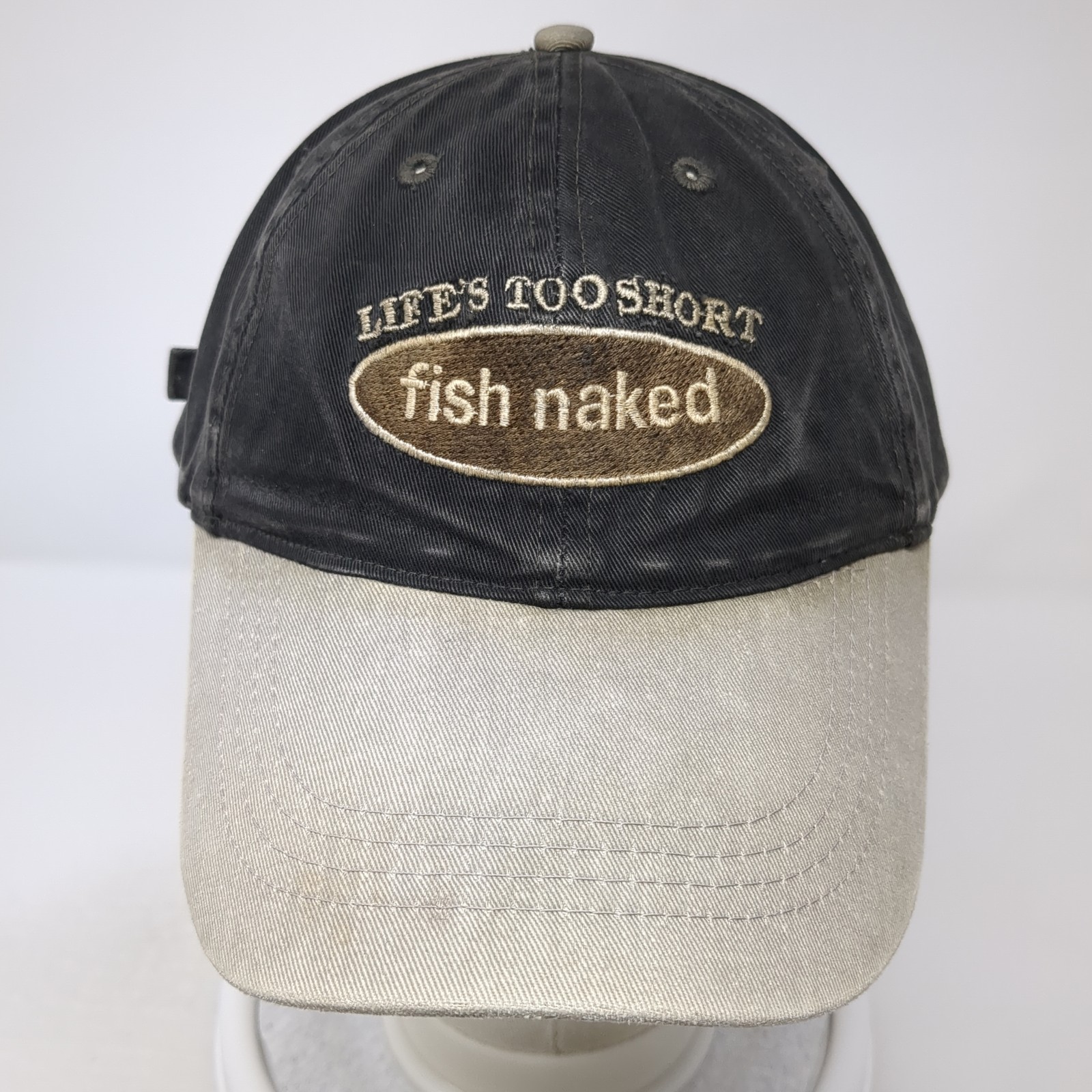 Life’s Too Short Fish Naked Slideback Baseball Cap Gray One Size Adjustable Otto