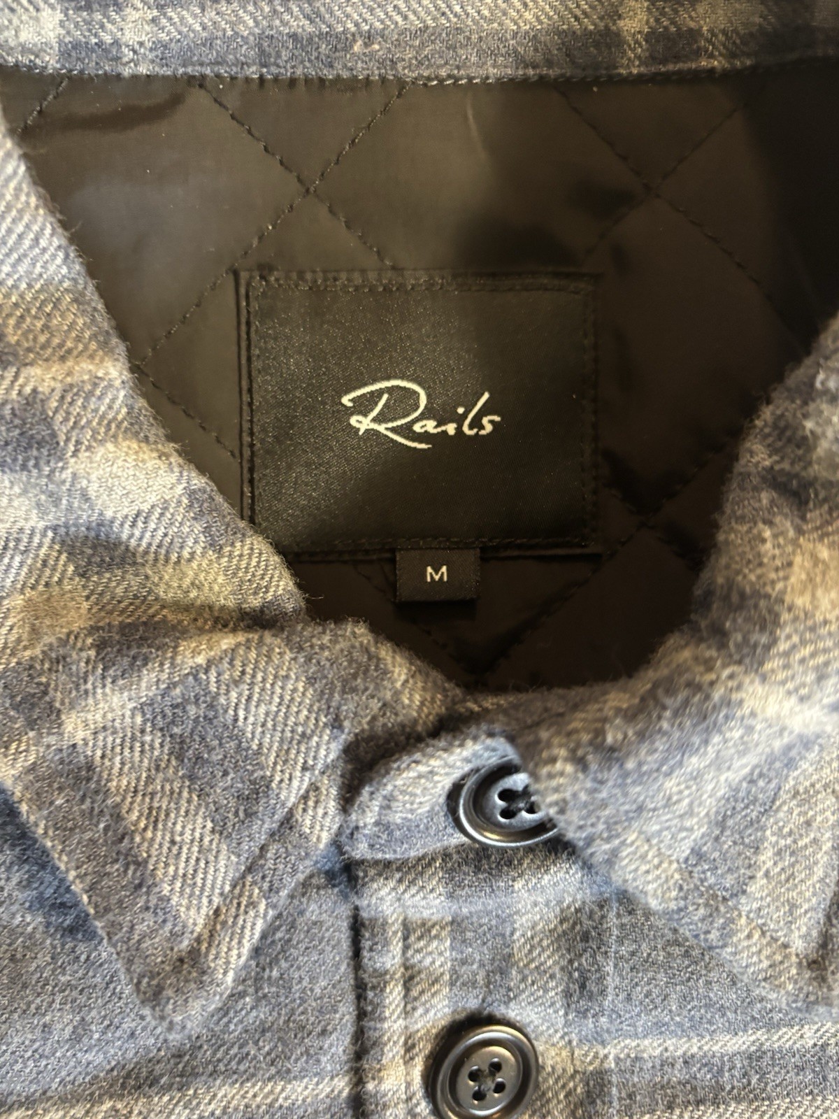 Rails Worthing Plaid Flannel Jacket Shacket Shirt Quilt Lined Men M Outdoor Camp