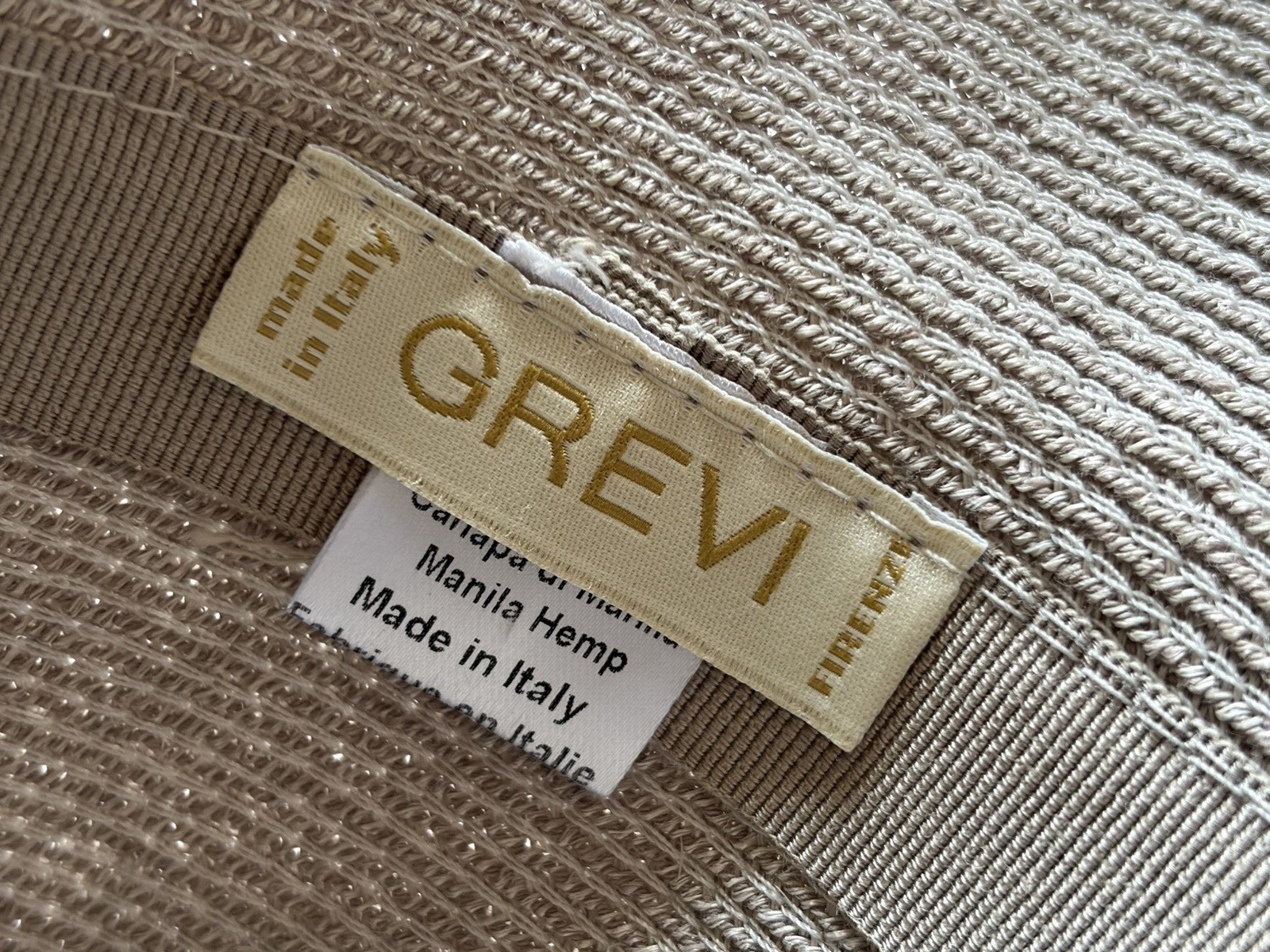 Grevi Sun Hat Wide Brim Manila Hemp Made in Italy Beautiful EUC