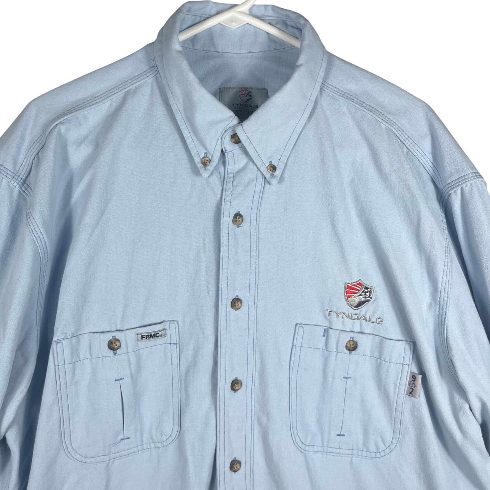 Tyndale FRMC Flame Resistant Work Shirt Mens XL Long Light Blue CAT 2 Arc 9.1