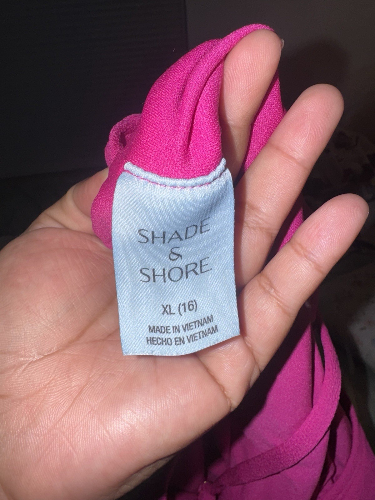 Shade & Shore Women’s Pink Solid One-Piece Swimsuit Strap Accent XL (16)