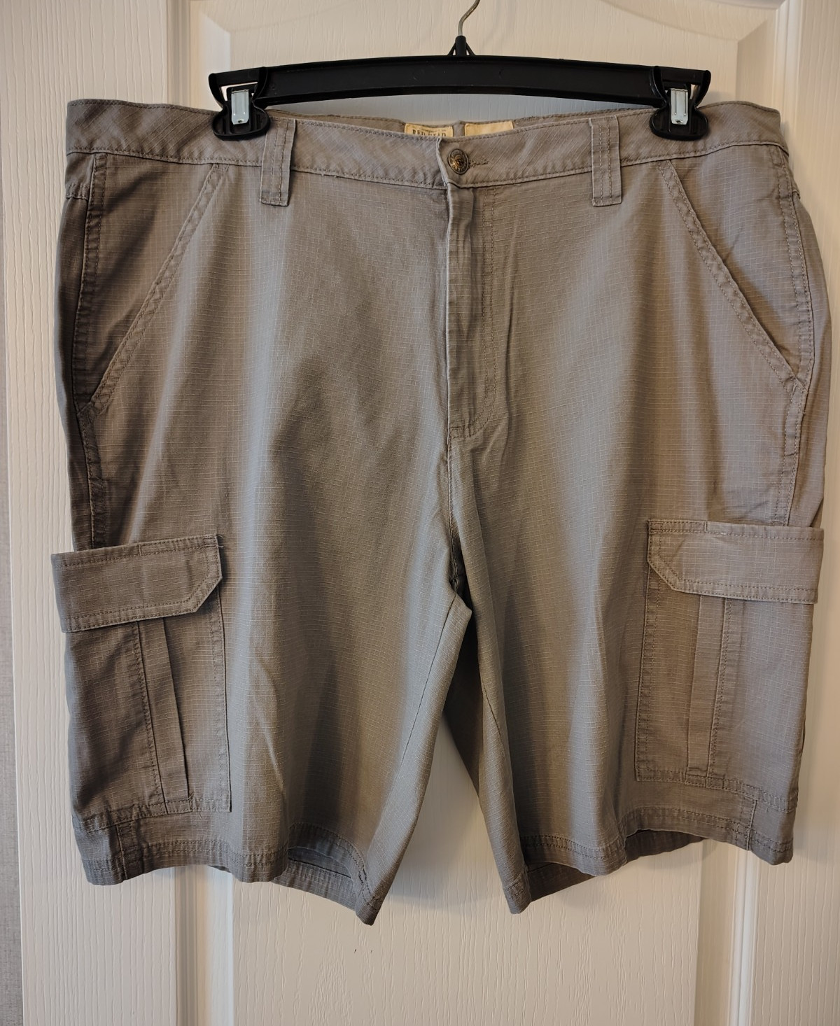 RedHead Men’s Gray Cargo Shorts Cotton Canvas Flat Front Button Cargo Pockets