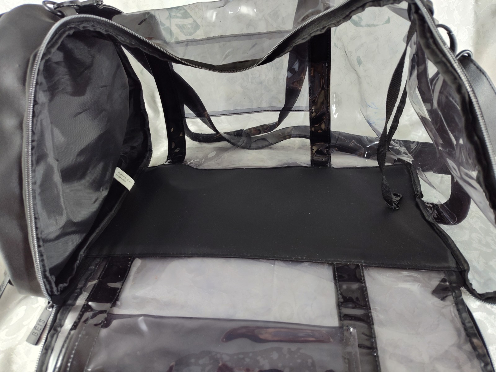 Beis Black & Clear Transparent Duffel Gym Travel Weekender Bag ST42