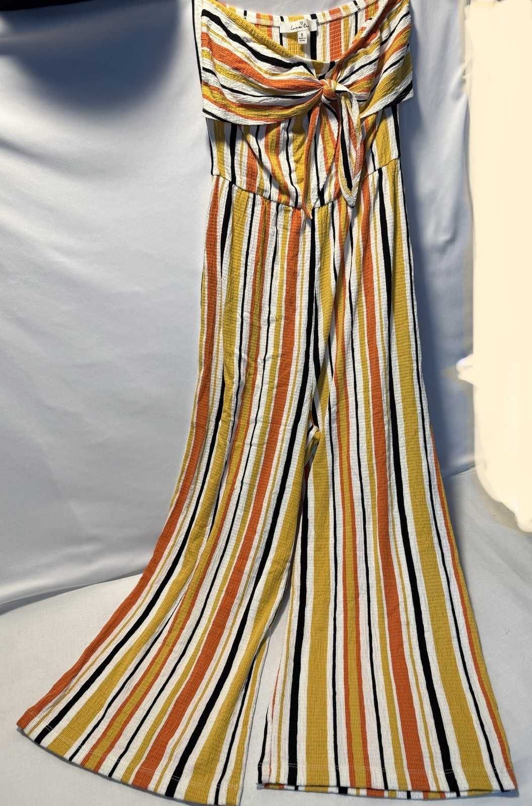 Love Tree Women’s Yellow Orange Stripes Jumpsuit Size Small