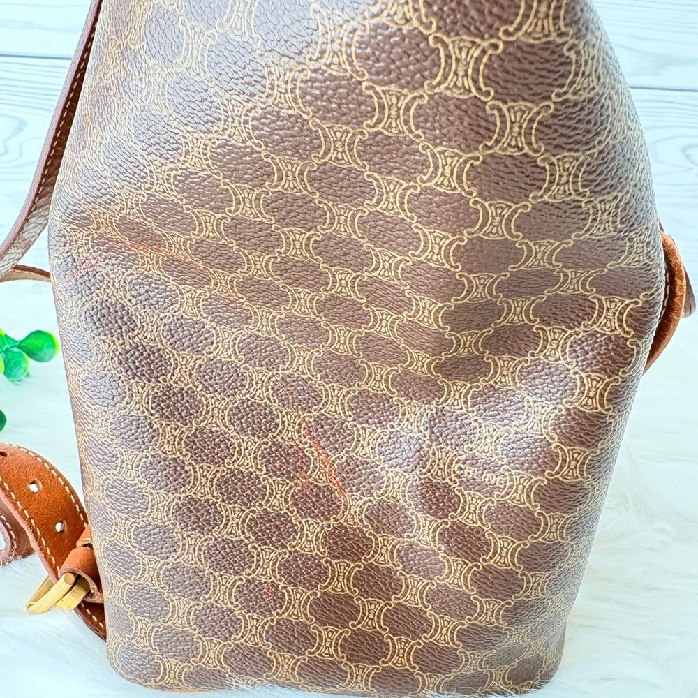Celine Vintage Macadam PVC Leather & Canvas Backpack with COA