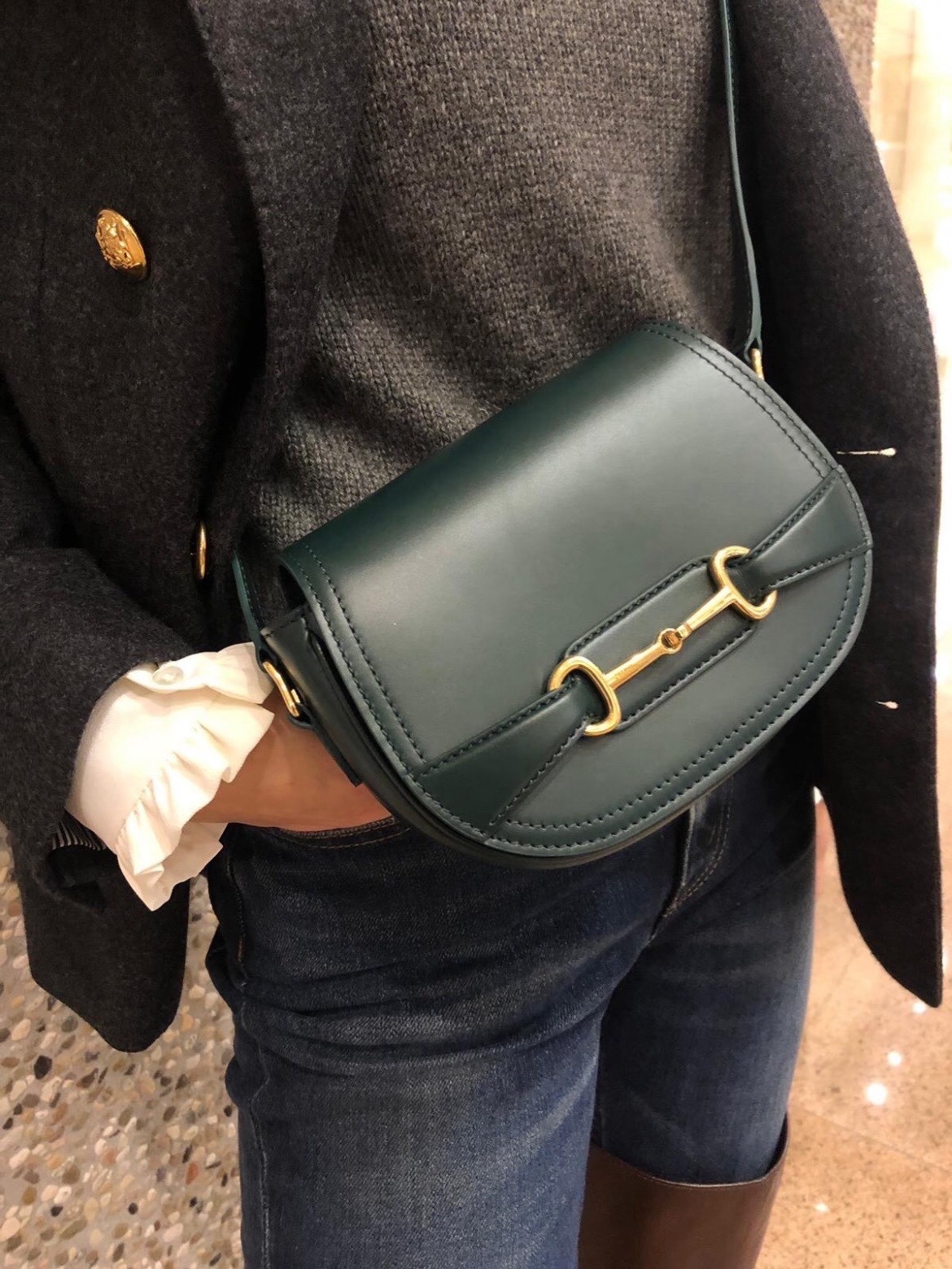 Celine Pre-Owned Authentic Saddle Bag Green 17*13*6 Free Tracked Shipping