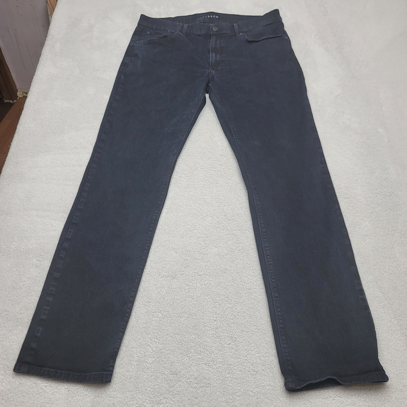 Mott & Bow Jeans Mens Size 38×33 Black Slim Fit Denim Stretch Zipper Fly