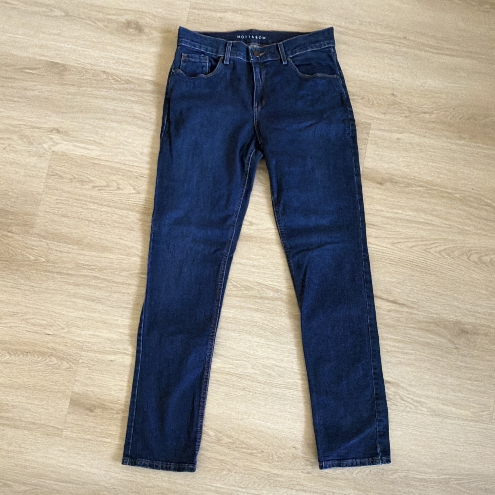 Mott & Bow Women’s Slim Straight Leg Dark Wash Stretch Blue Denim Jeans 28×32