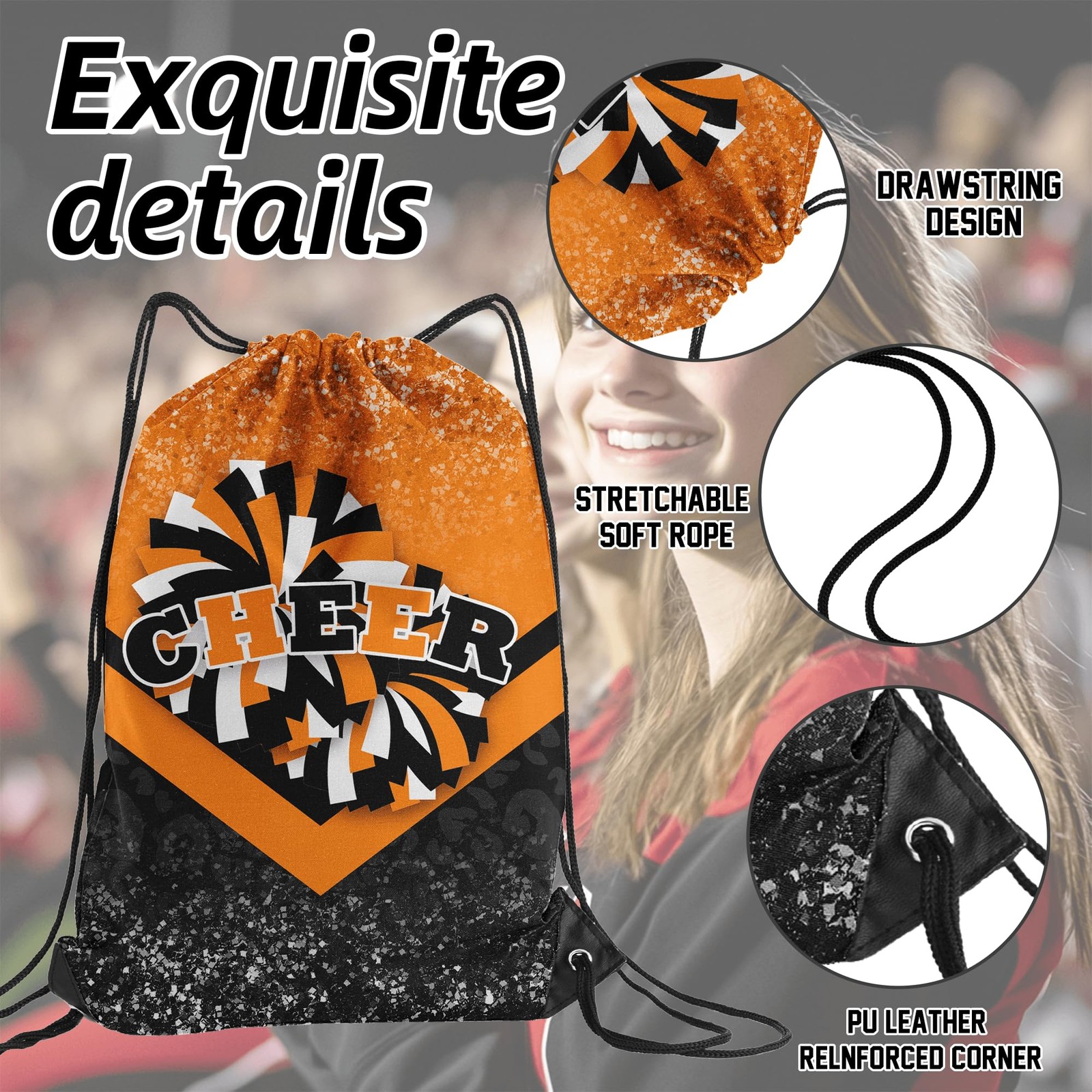 Cheer Drawstring Backpack Cheerleading Drawstring Gym Bag Cheer Accessories C…