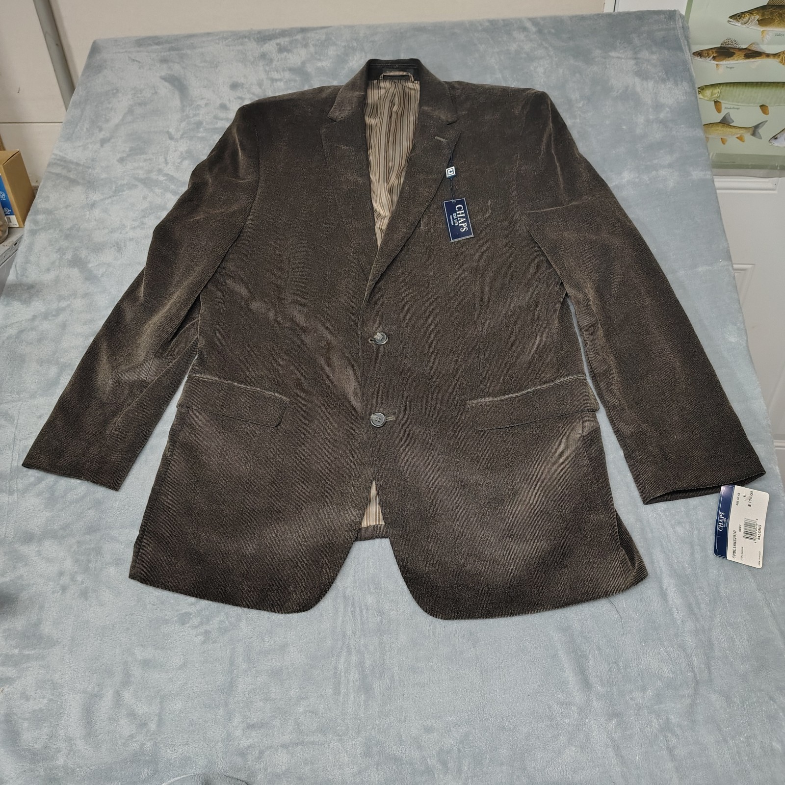 Chaps Mens 44L Blazer Brown Corduroy Sport Coat Jacket 2 Button New with Tags