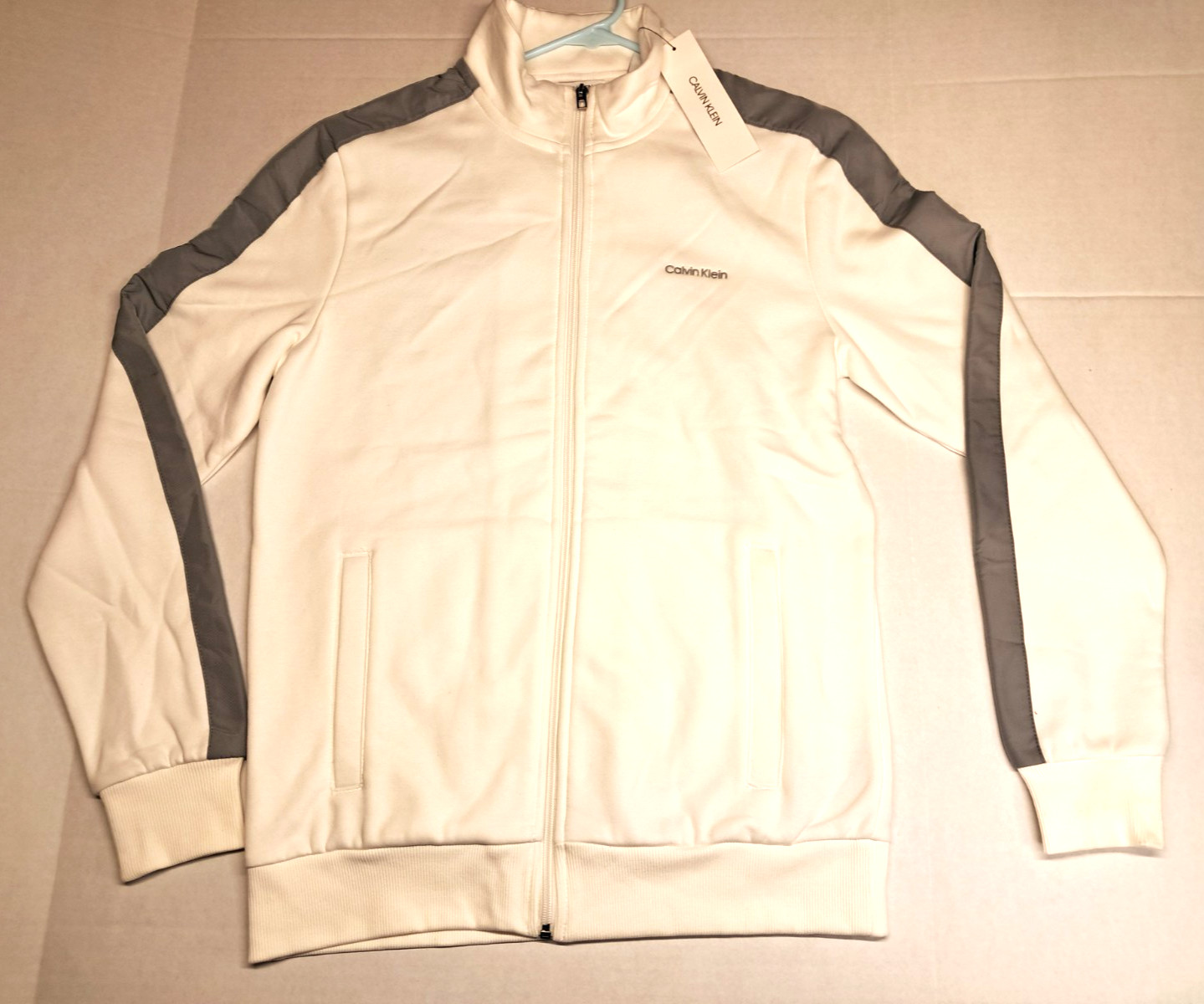 Calvin Klein Brilliant White Size Small Zipper Jacket Soft