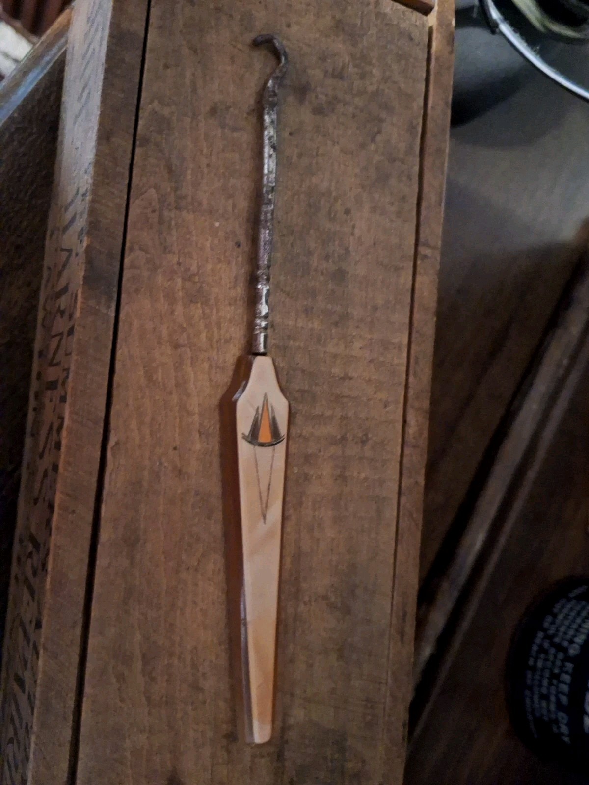 Antique Art Deco Translucent Celluloid & Metal Button/Shoe Hook