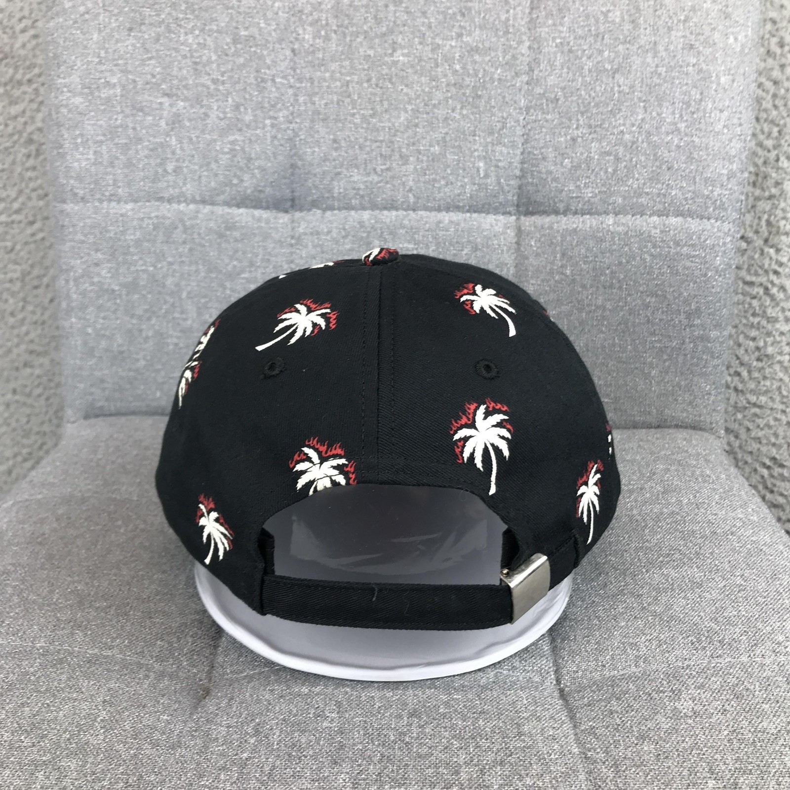 Palm Tree Embroidered Hat Cap Strap Back One Size Black Mens Tropical Beach