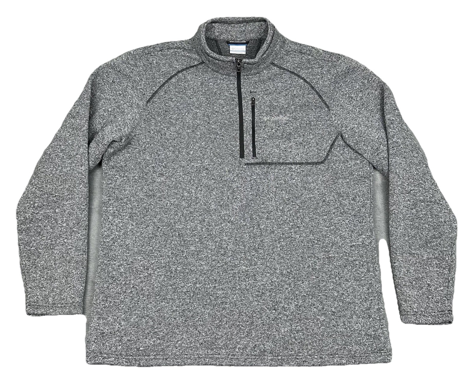 Columbia Sweater Mens XL Gray Heather Fleece 1/4 Zip Pullover Zip Chest Pocket