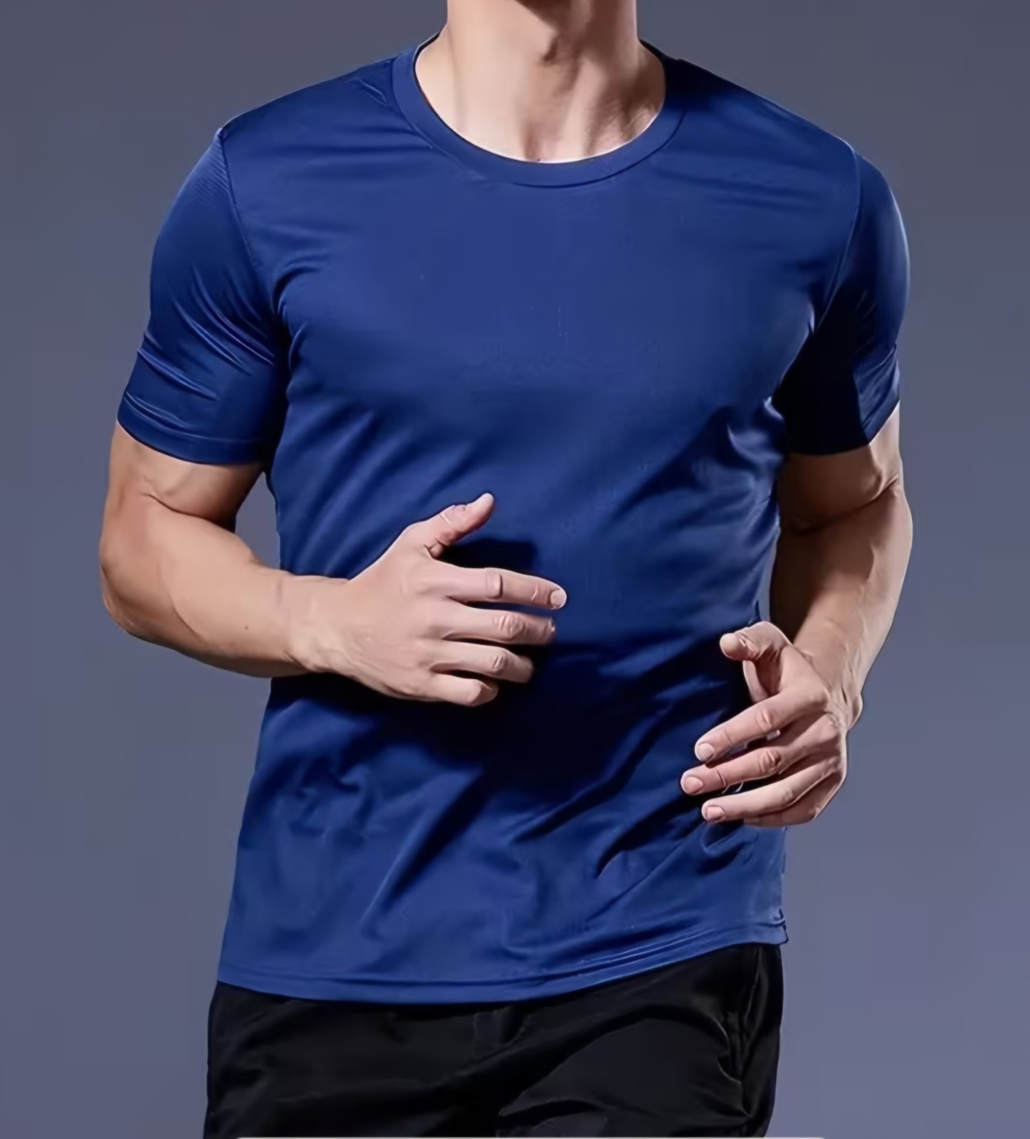 Men’s Quick Dry Lightweight, Breathable T-shirt. Navy Blue Size L. Ships Free!