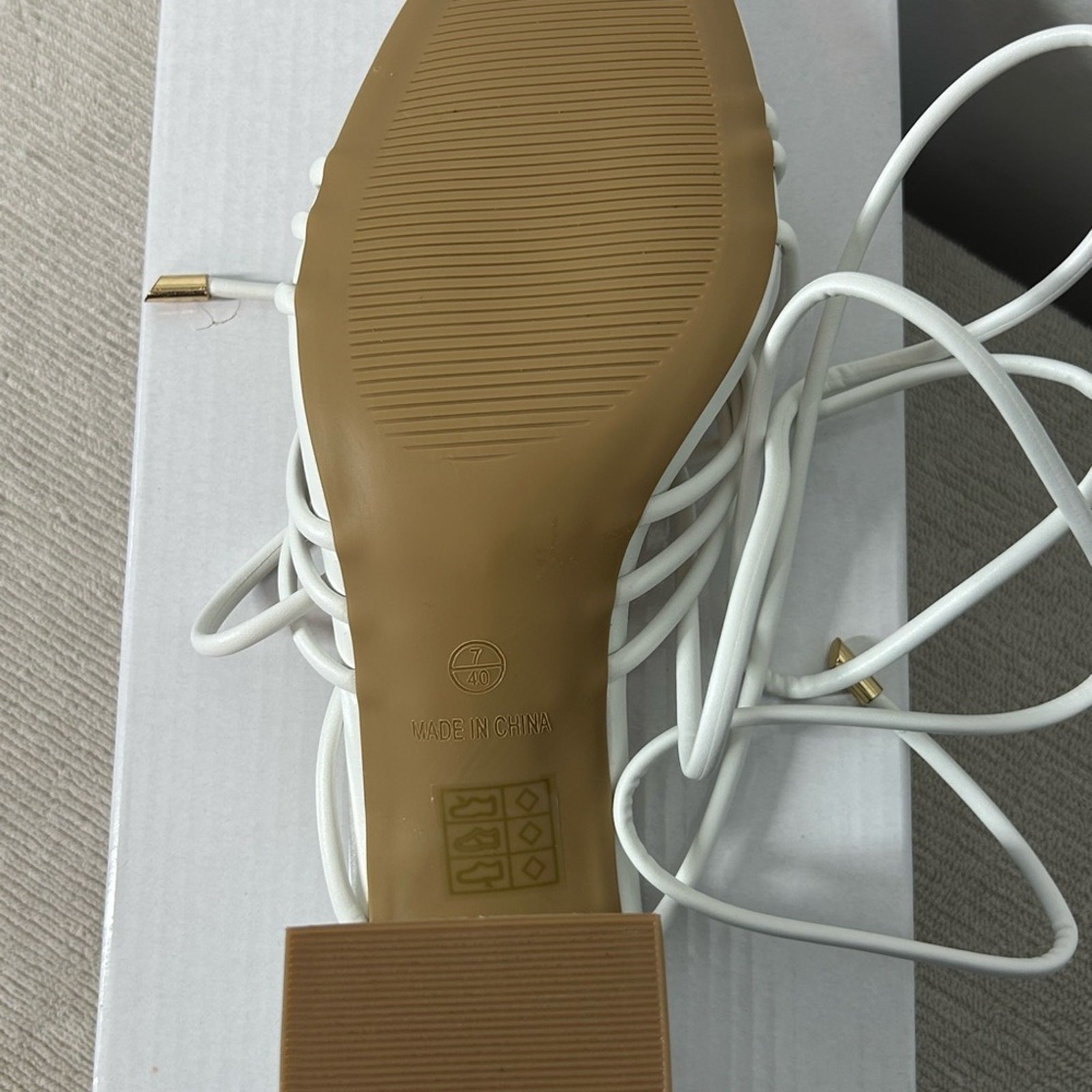PrettyLittleThing White Strappy Block Heel Sandals Square Toe NIB Multi Size