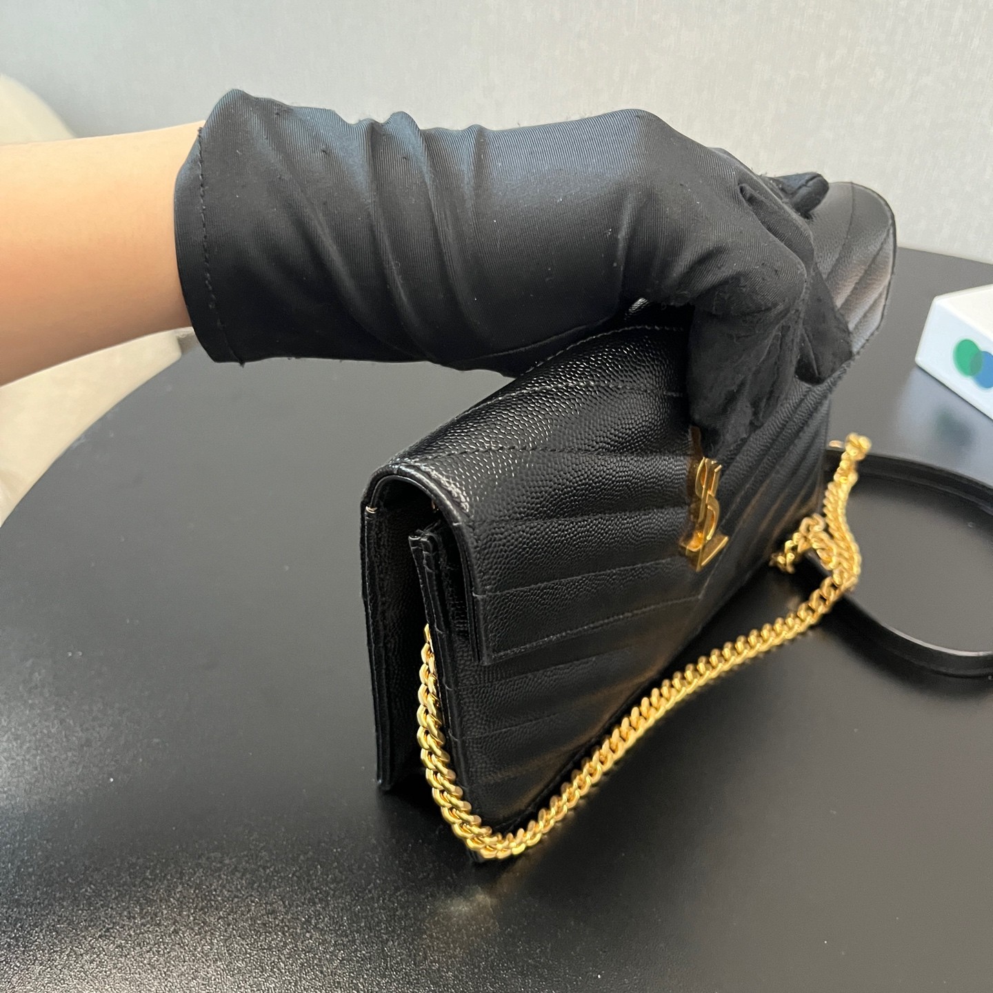 YSL Monogram Envelope WOC Small Black Caviar Calfskin Crossbody US Ship