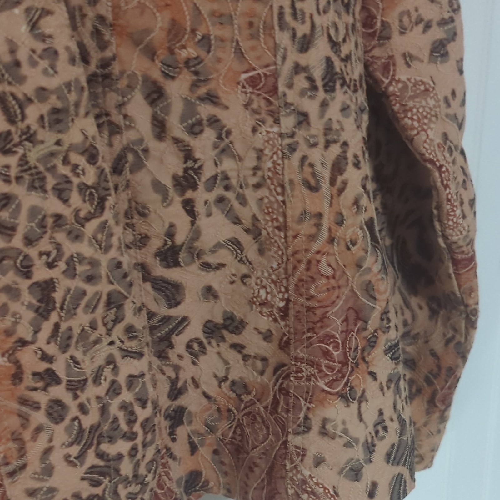 Analogy Womens Brown Animal Print Collared Button-Up Long Sleeve Top M