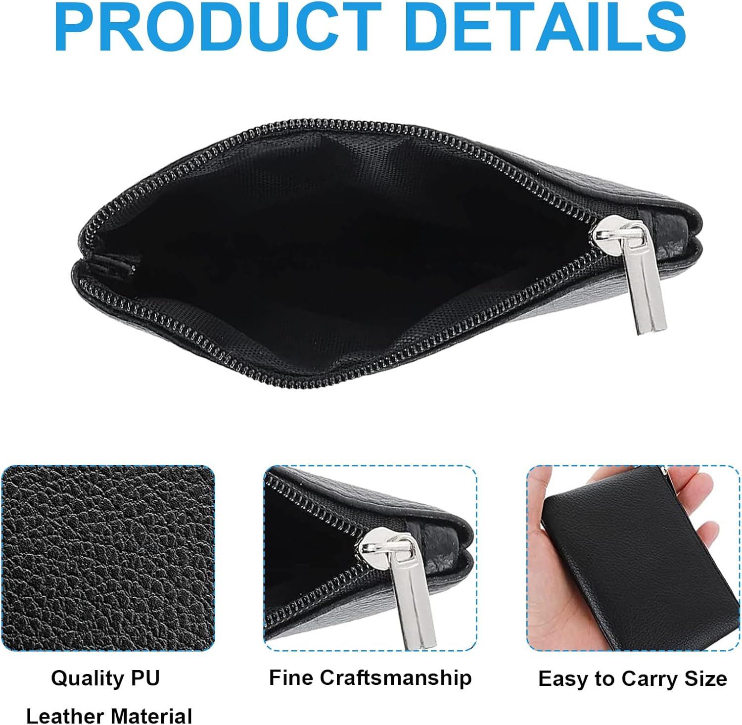 2 Pack Leather Zipper Coin Purse,Portable Change Wallet Coin Pouch….
