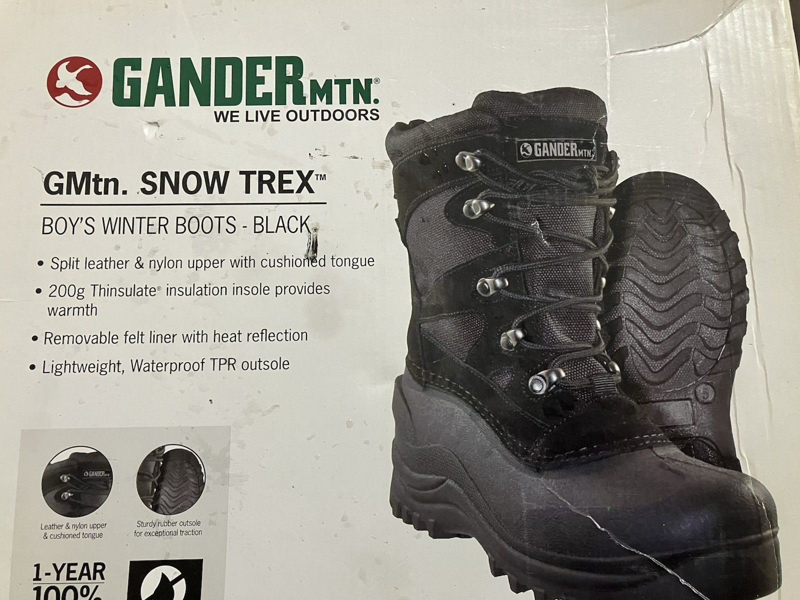 Gander Mtn Mountain Snow Trex Winter Boots Youth Size 1 Black In Retail Box