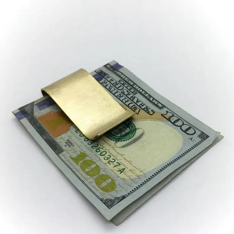 approximately 2″ inch Plain long Money Clip 18K Yellow Gold Over Unisex 1PC