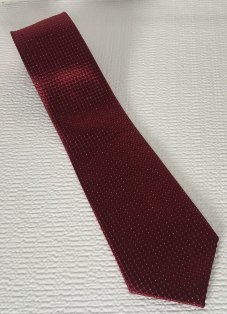 Neck Tie Dark Red with Dark Red Silver Tiny Squares 3.25 inches Wide 55 in Long